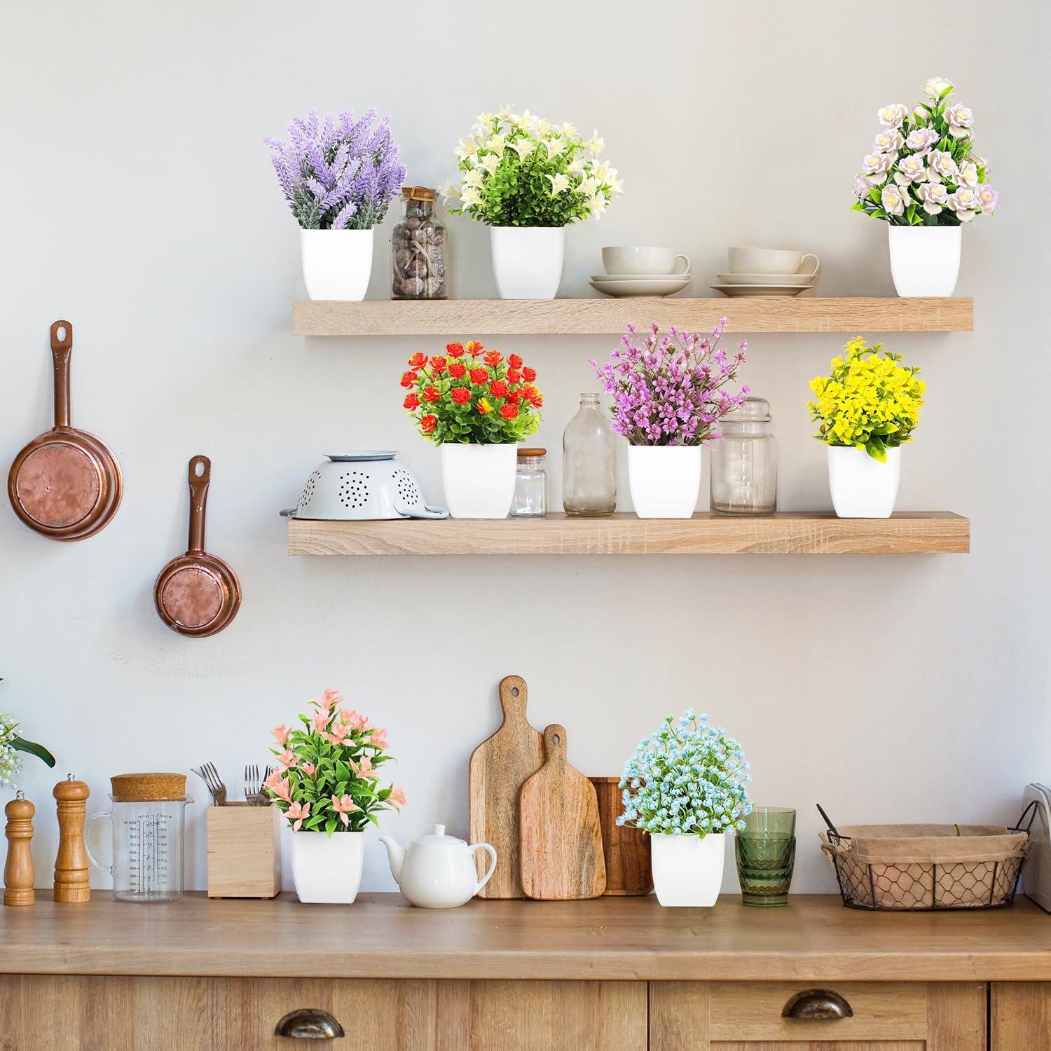 Plantas Artificiales en Maceta LELEE - 8 Pcs Eucalipto Decorativas