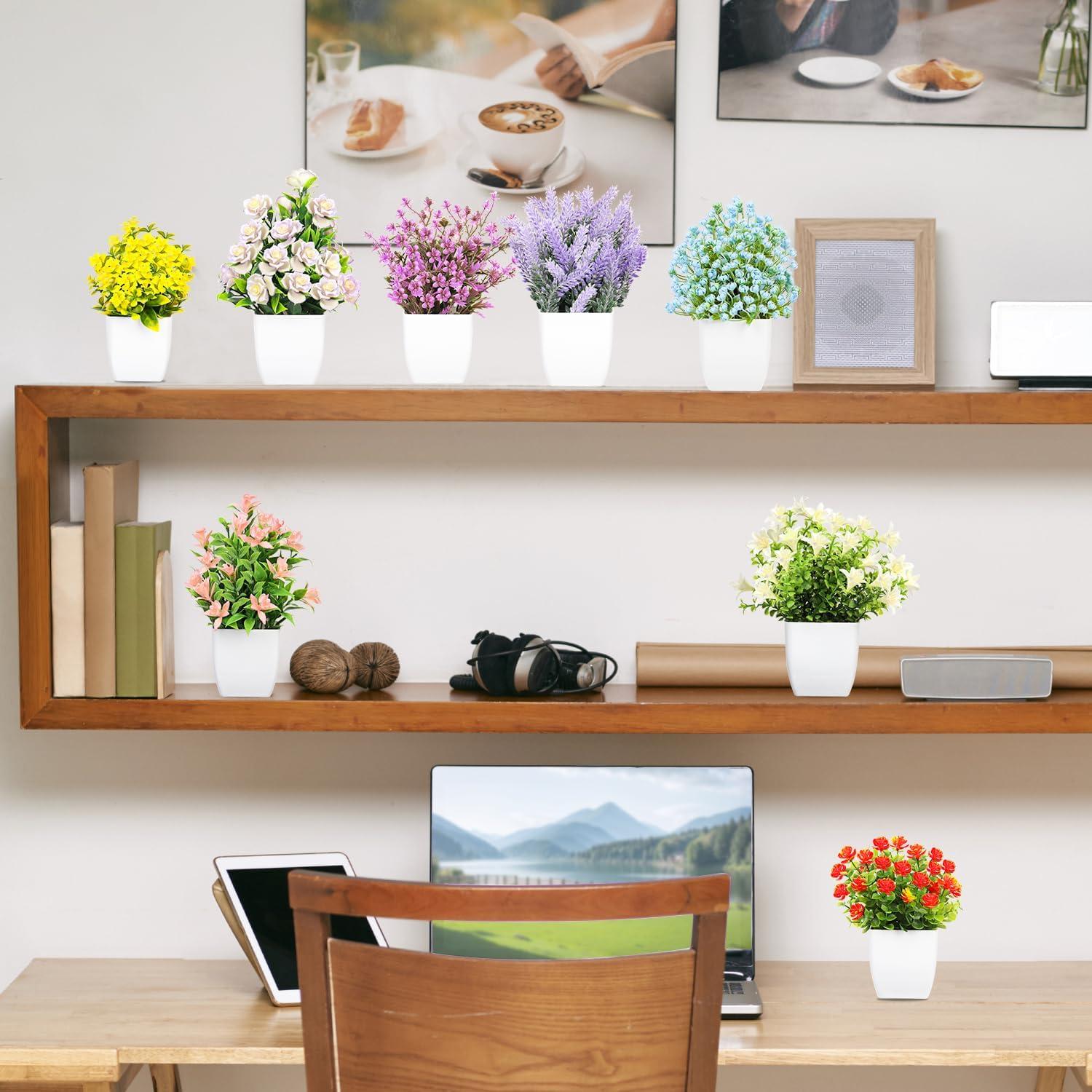 Plantas Artificiales en Maceta LELEE - 8 Pcs Eucalipto Decorativas