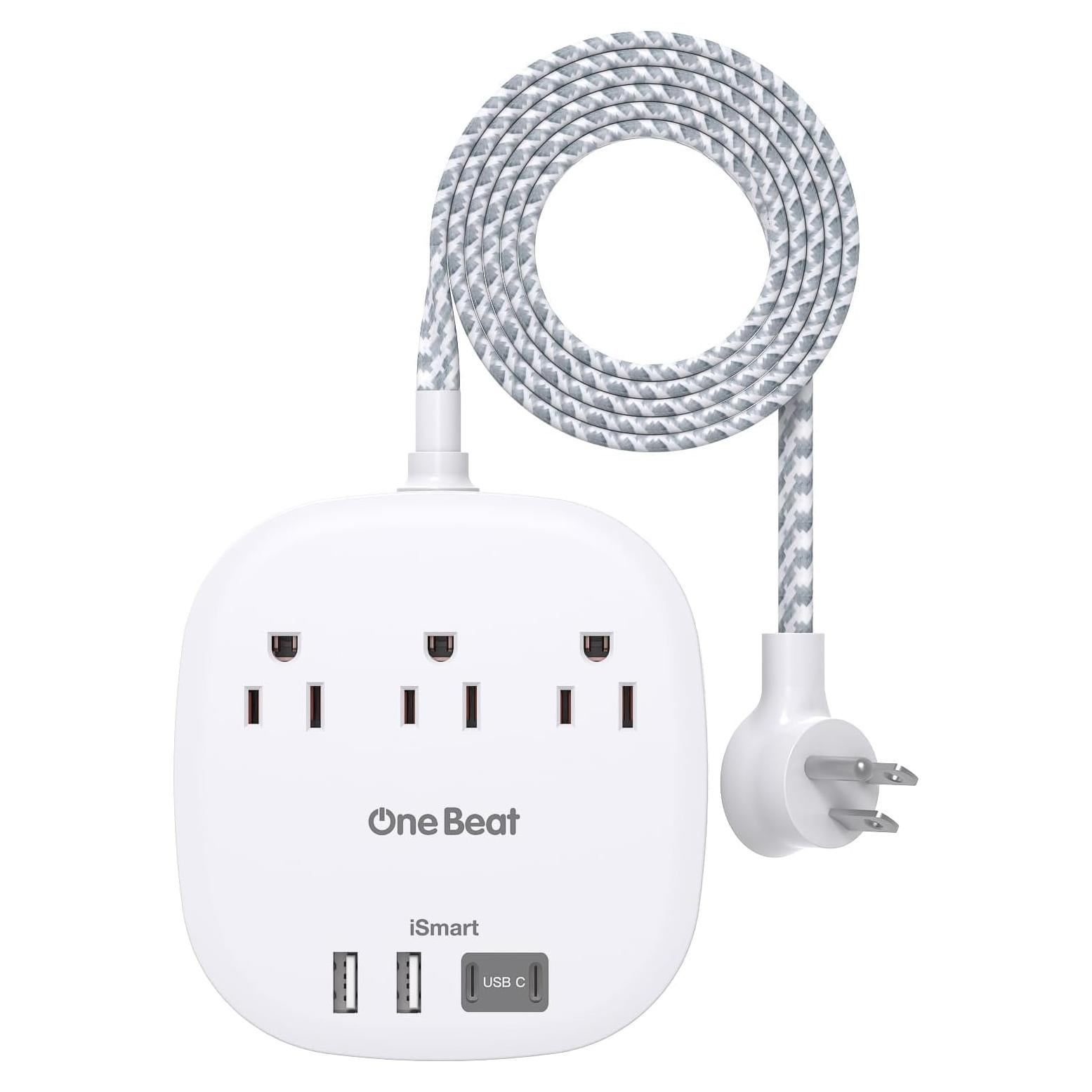 Regleta de Viaje One Beat con 3 Salidas y 4 Puertos USB