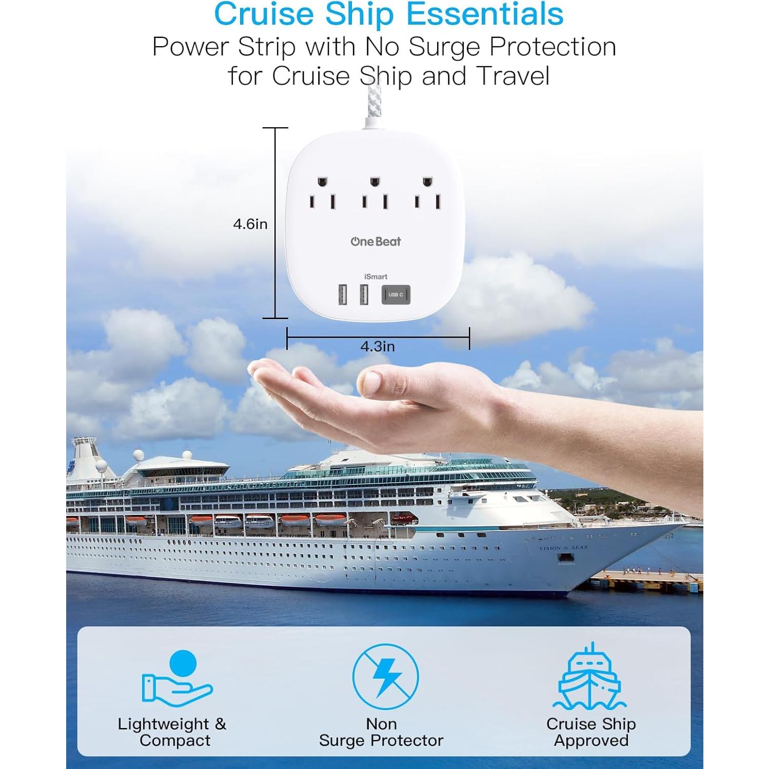 Regleta de Viaje One Beat con 3 Salidas y 4 Puertos USB