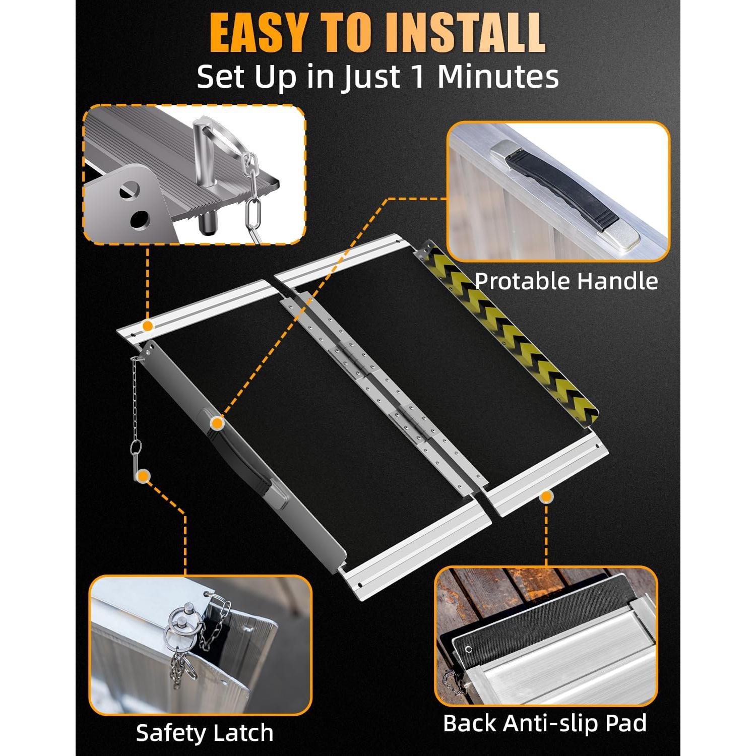 Rampa de Silla de Ruedas Plegable VNN 60.96 cm Antideslizante