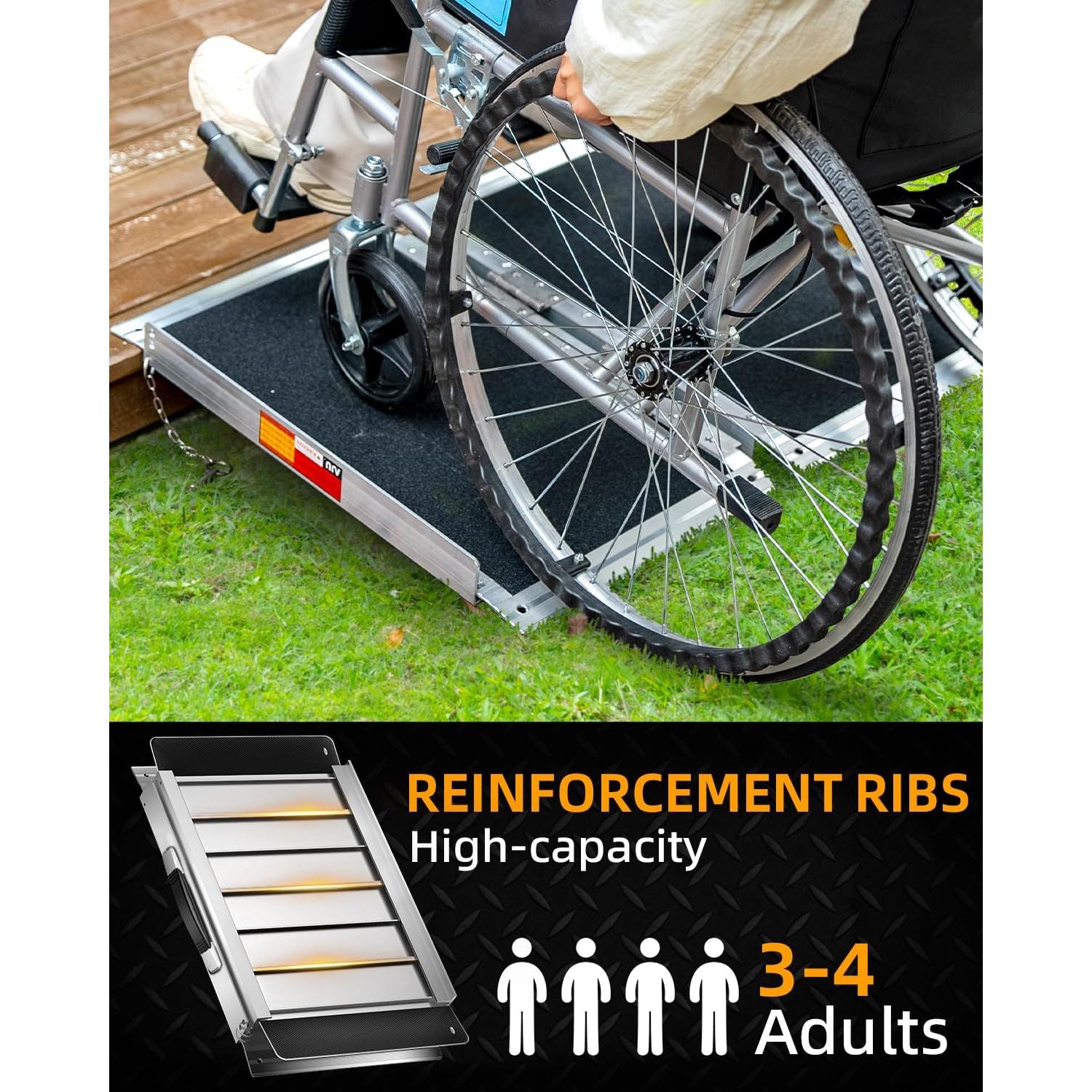 Rampa de Silla de Ruedas Plegable VNN 60.96 cm Antideslizante
