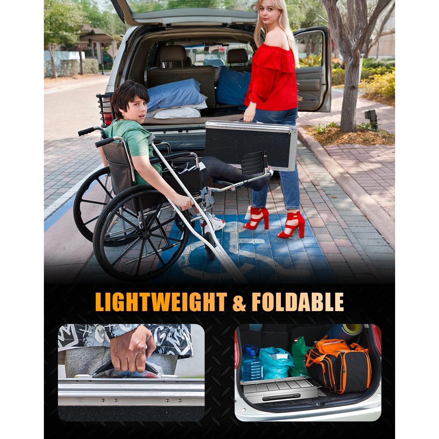 Rampa de Silla de Ruedas Plegable VNN 60.96 cm Antideslizante