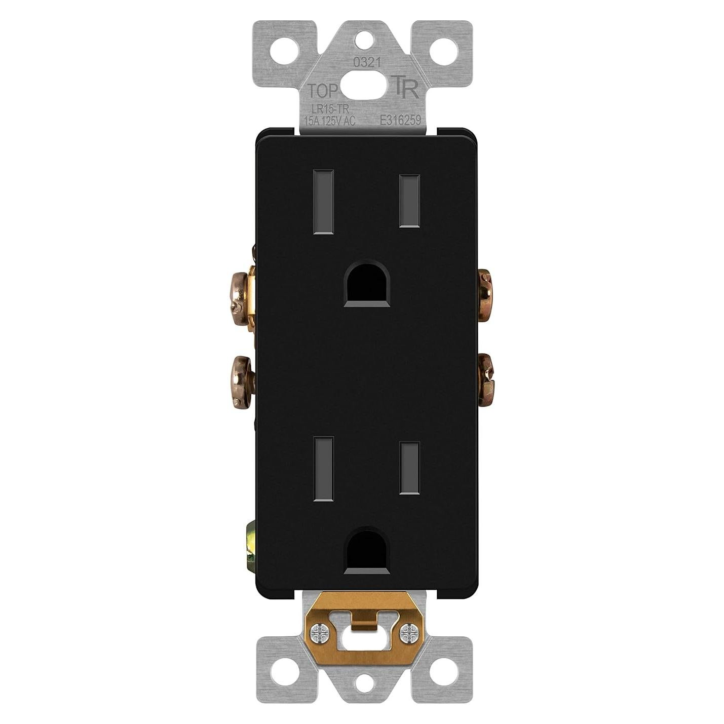 Receptáculo Decorador LIDER 15A Negro a Prueba de Niños