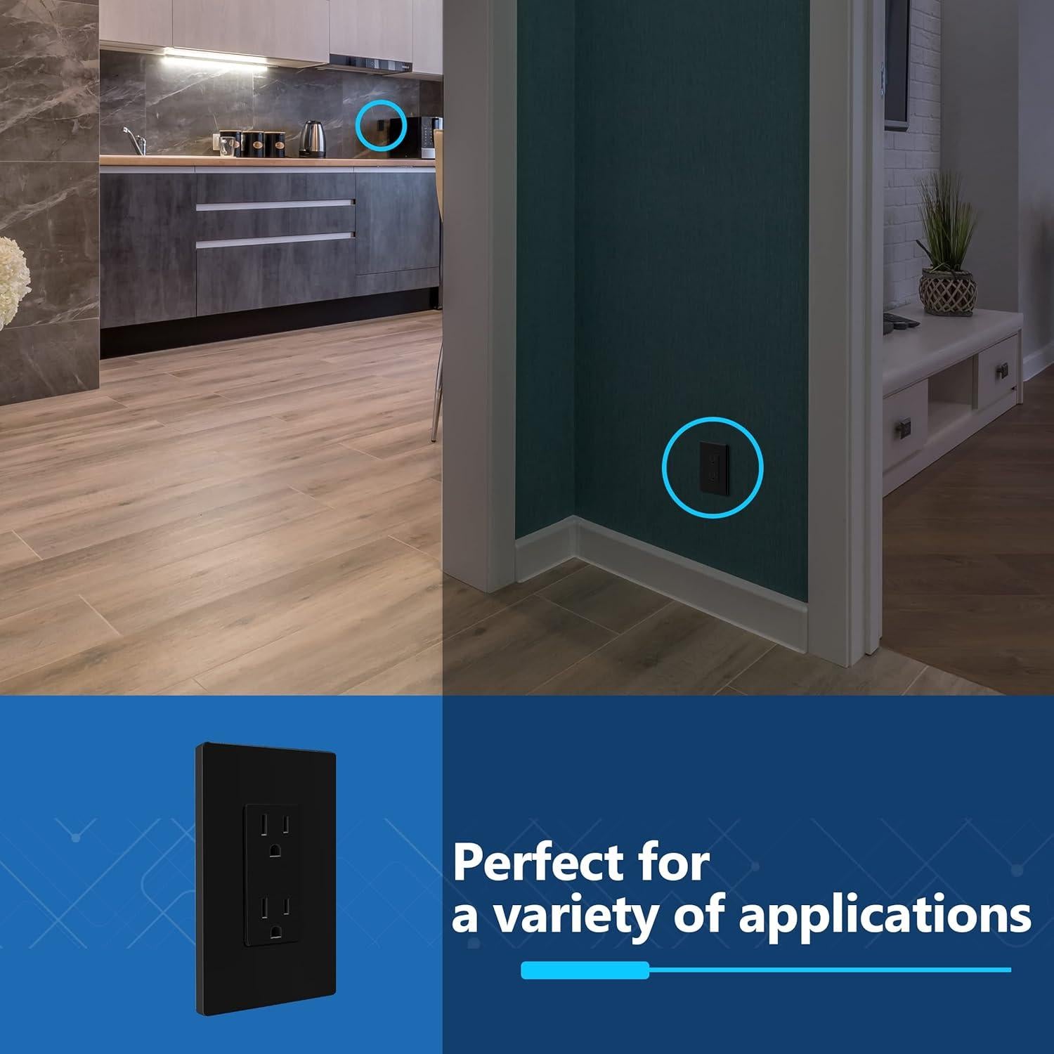 Receptáculo Decorador LIDER 15A Negro a Prueba de Niños