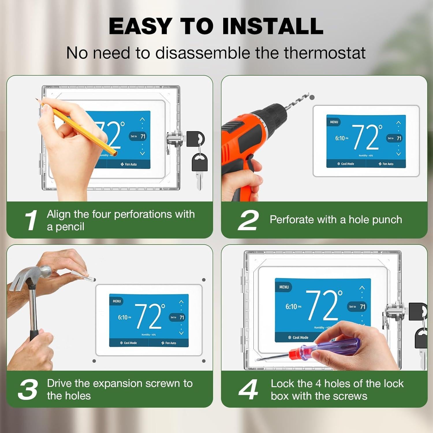 Caja de Bloqueo para Termostato AUURIO 18.5x14.5cm con Llave