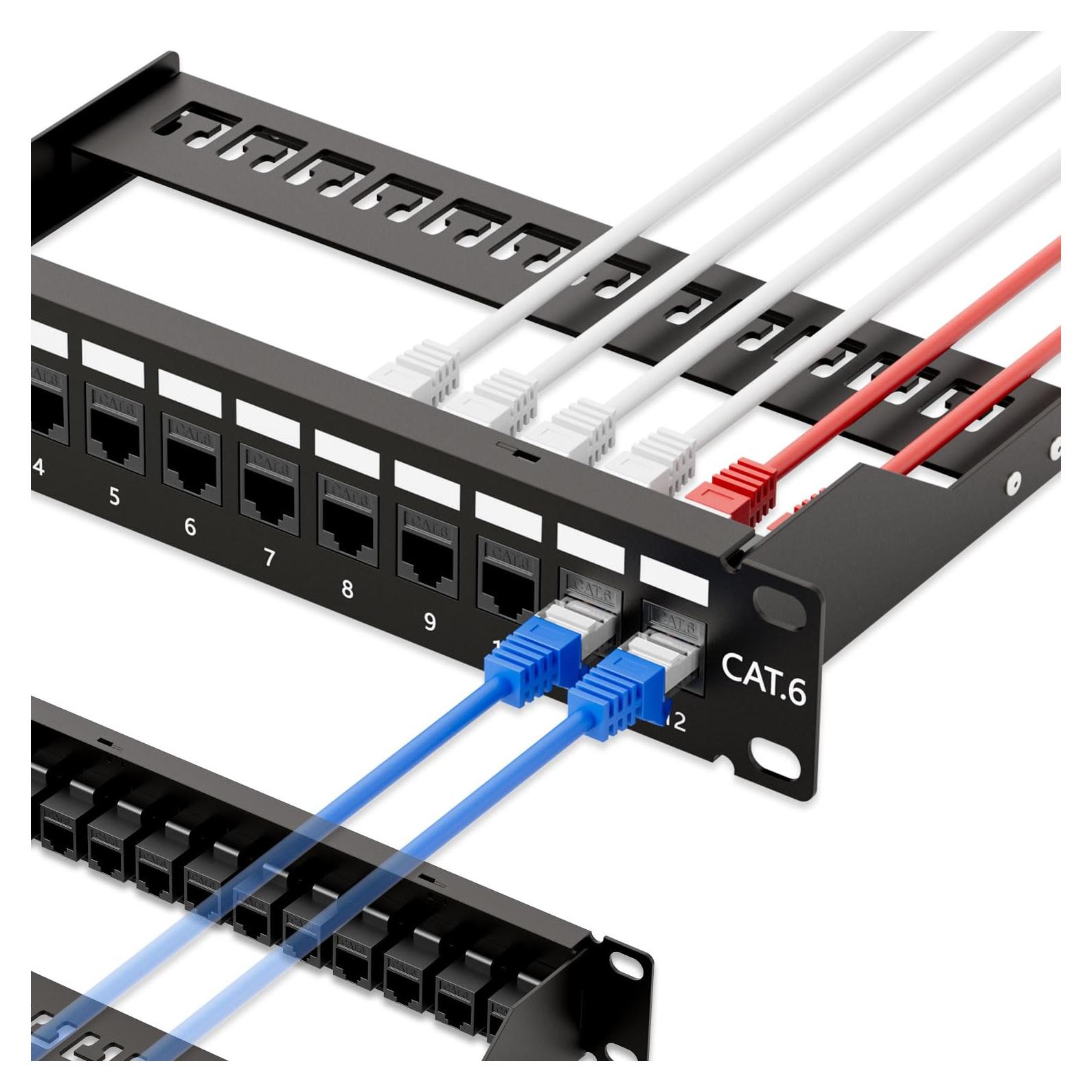 Panel de Parcheo Iwillink 12 Puertos Cat6 10Gbps Montaje Rack