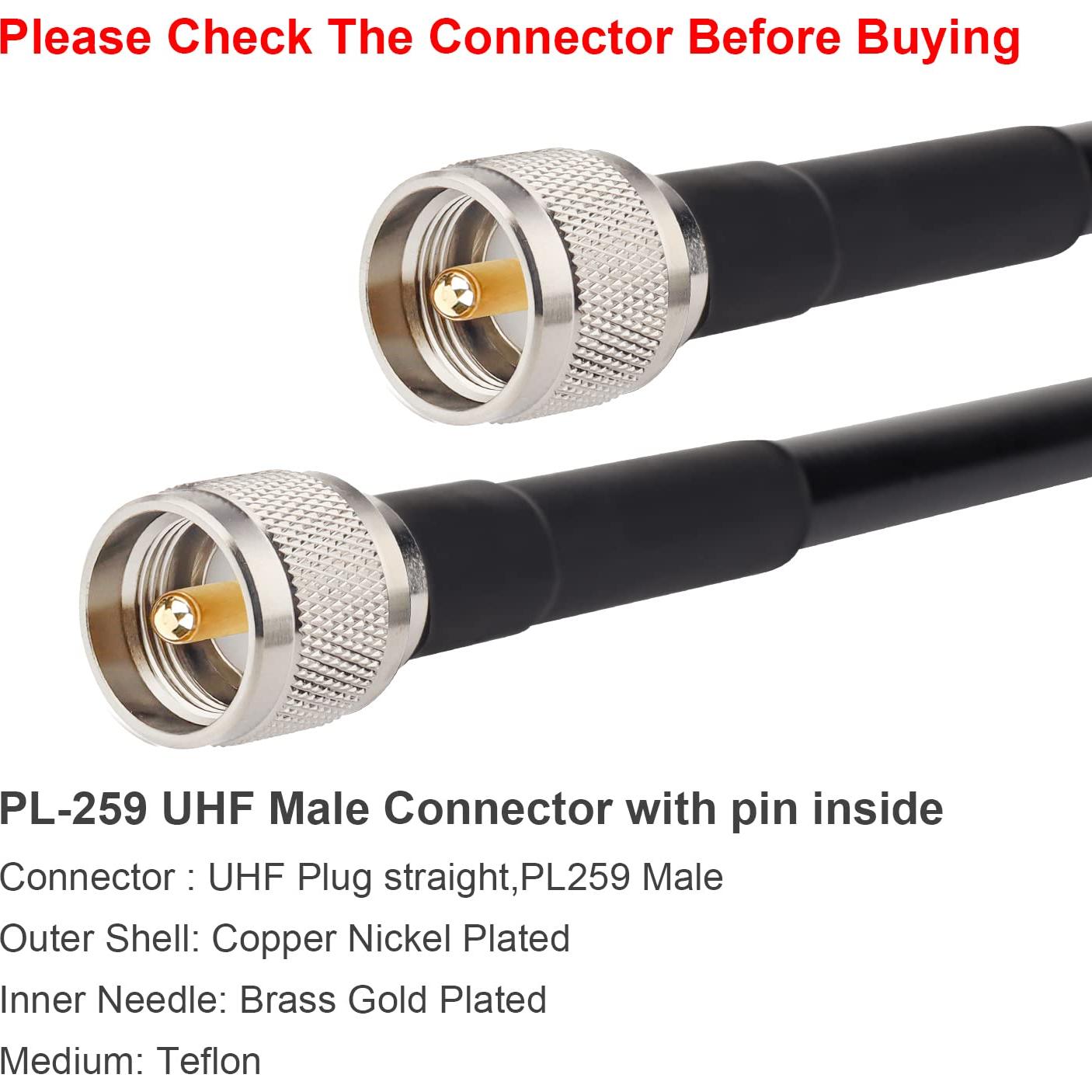 Cable Coaxial UHF XRDS-RF KMR 400 60 cm PL-259 para Radioaficionados