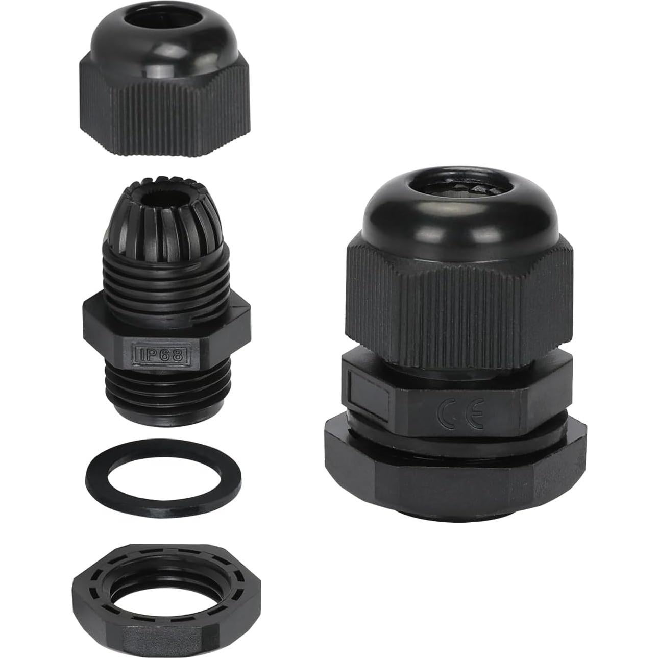 Caja de entrada de cable solar doble TOMSHIELE negra IP68