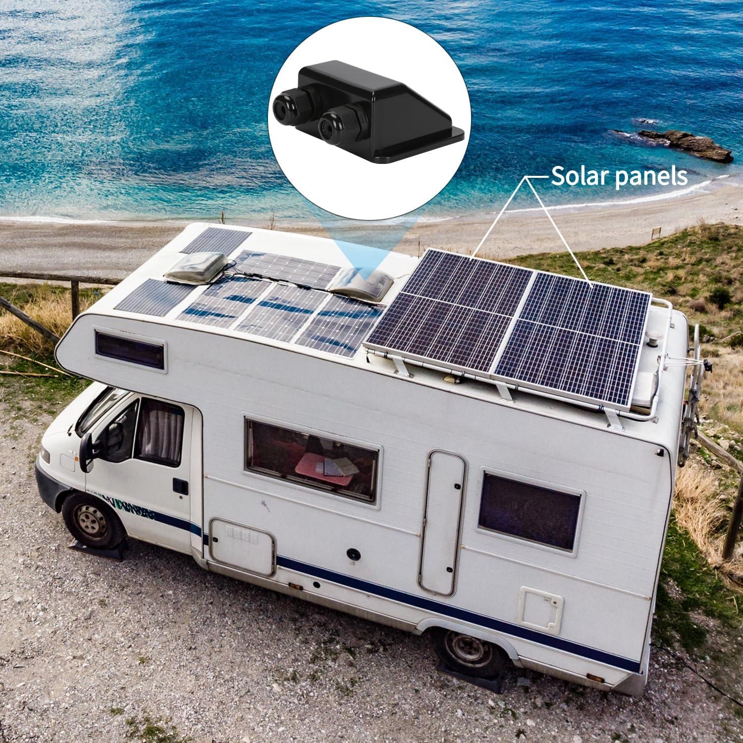 Caja de entrada de cable solar doble TOMSHIELE negra IP68