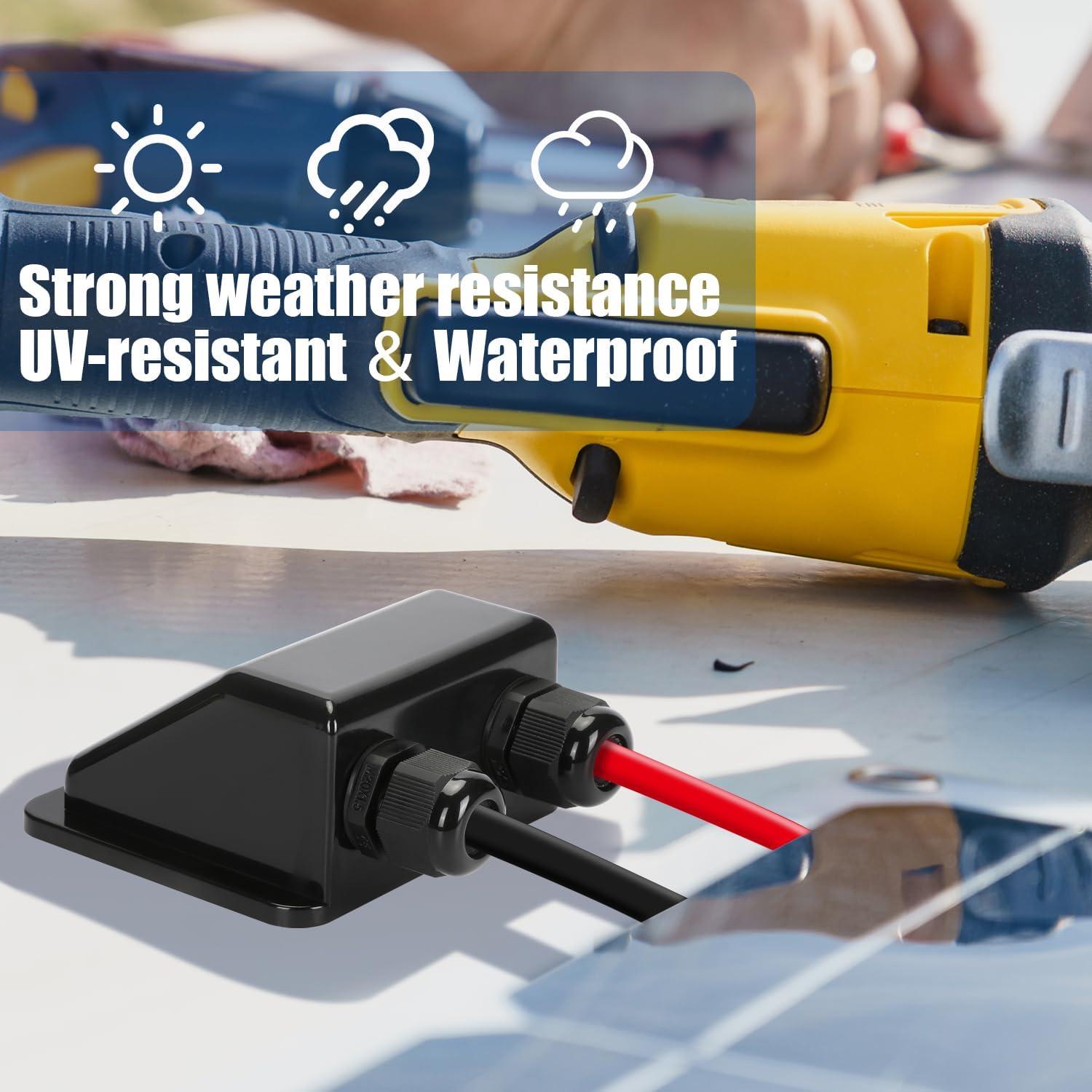 Caja de entrada de cable solar doble TOMSHIELE negra IP68