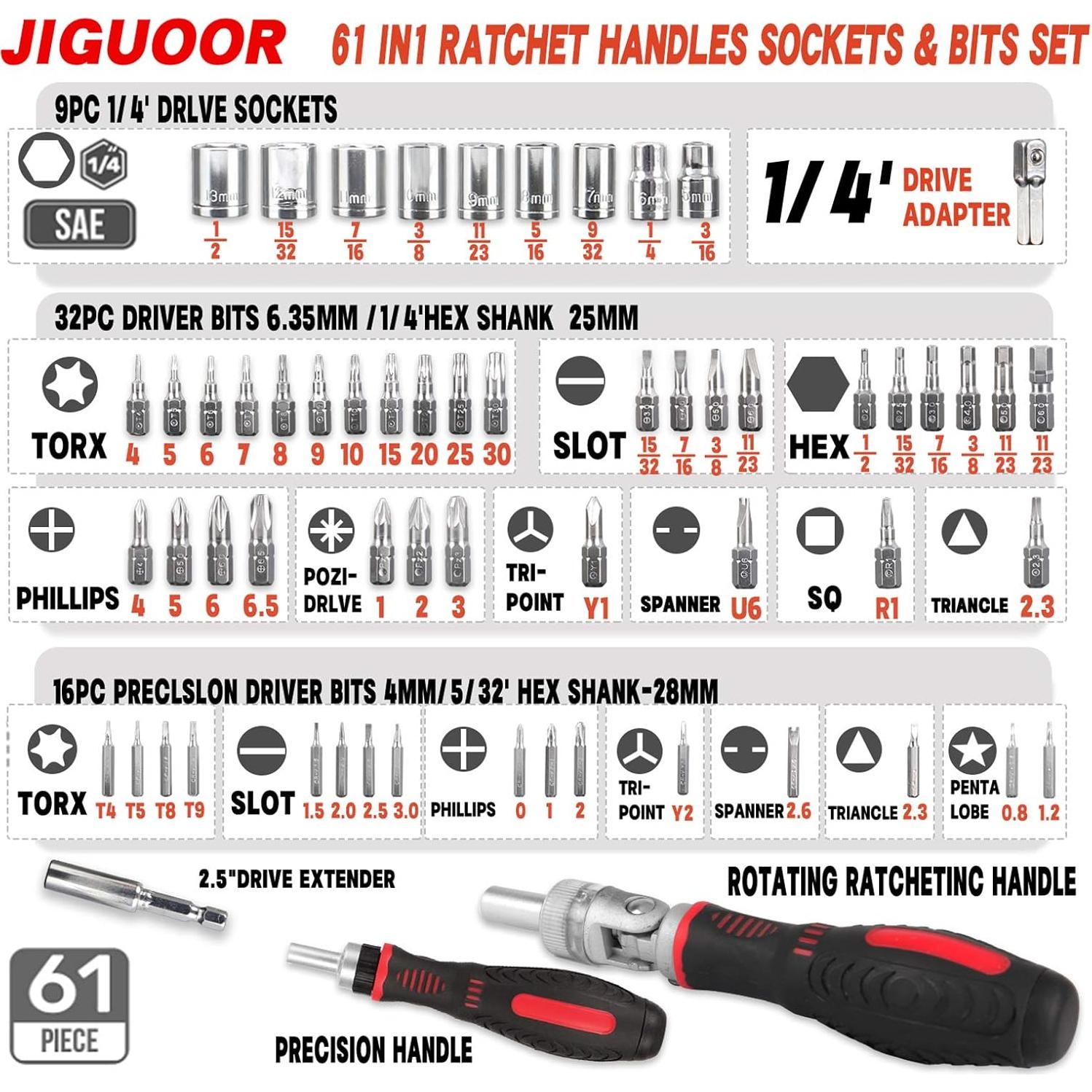 Juego de Destornillador 61 en 1 JENABOM con Puntas Magnéticas