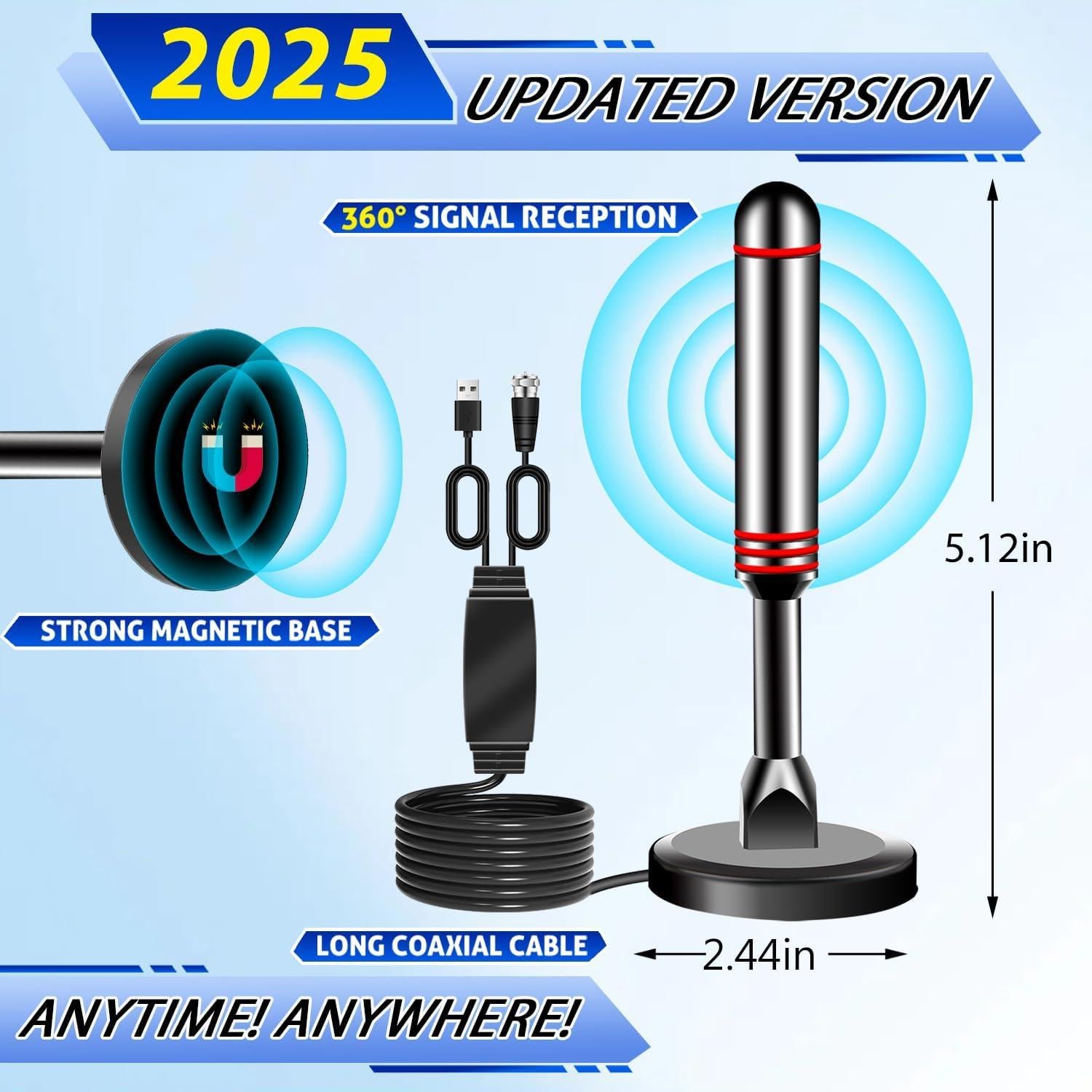 Antena de TV Digital Interior ATVFuture V011-3 4K HD 3.05m