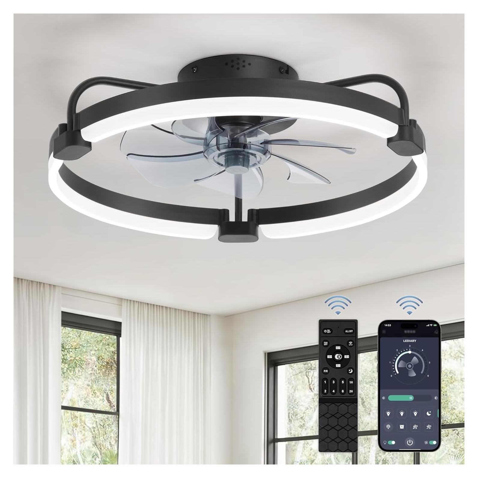 Ventilador de Techo LEDIARY 50.8 cm con Luz y Control Remoto