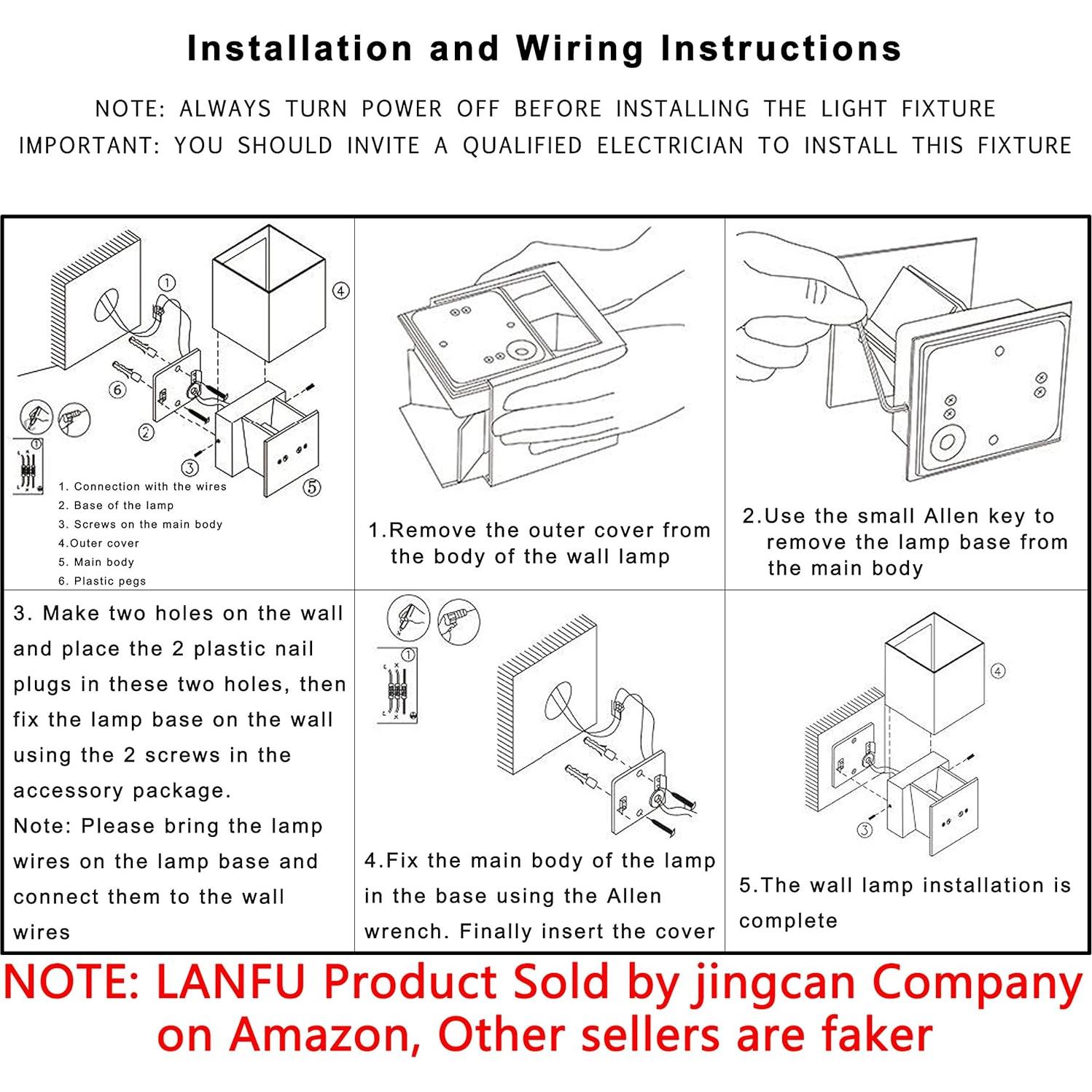 Aplique de Pared Exterior LED LANFU 6W Negro IP65 3000K