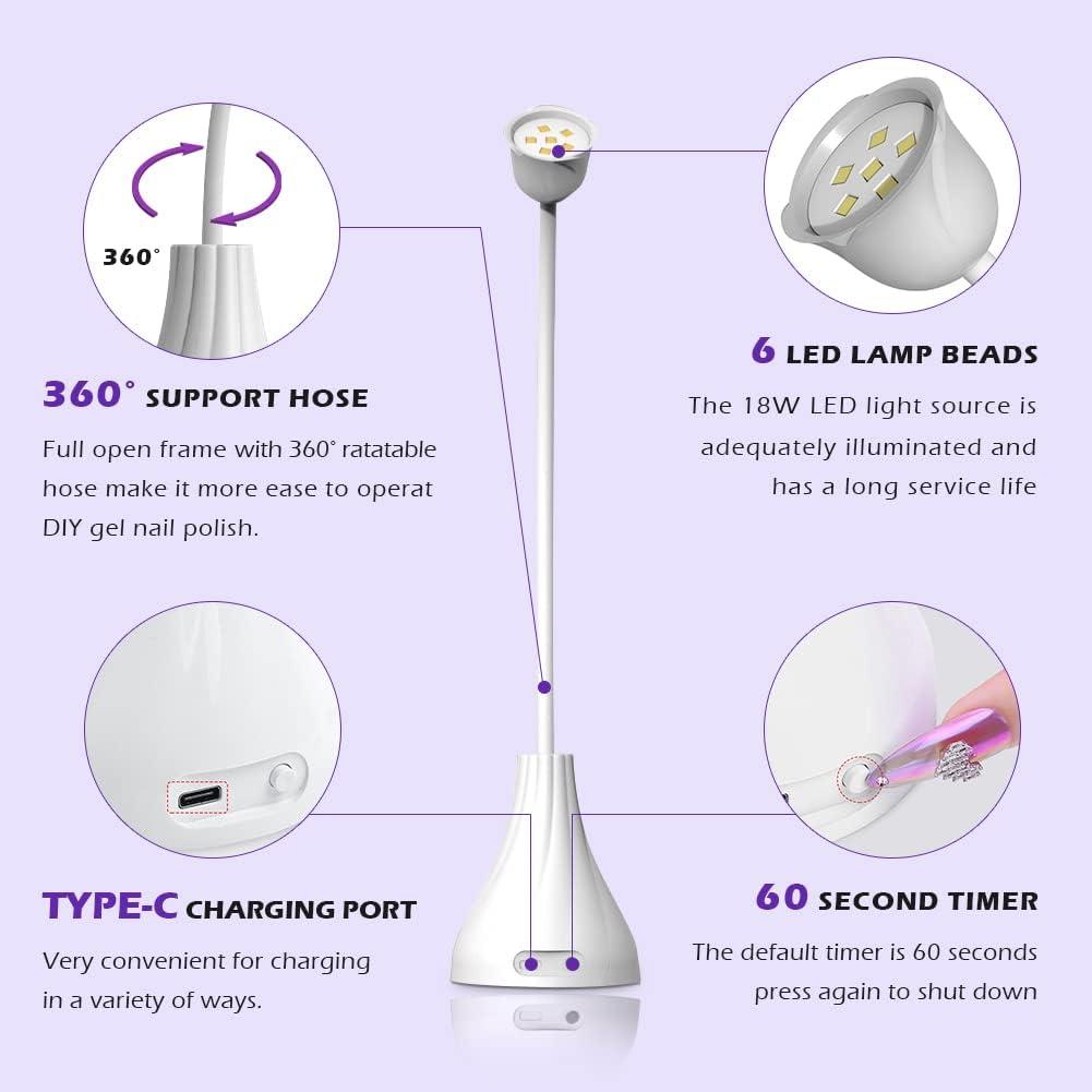 Lámpara de Uñas LED UV XSMNER 18W Inalámbrica 360° Portátil