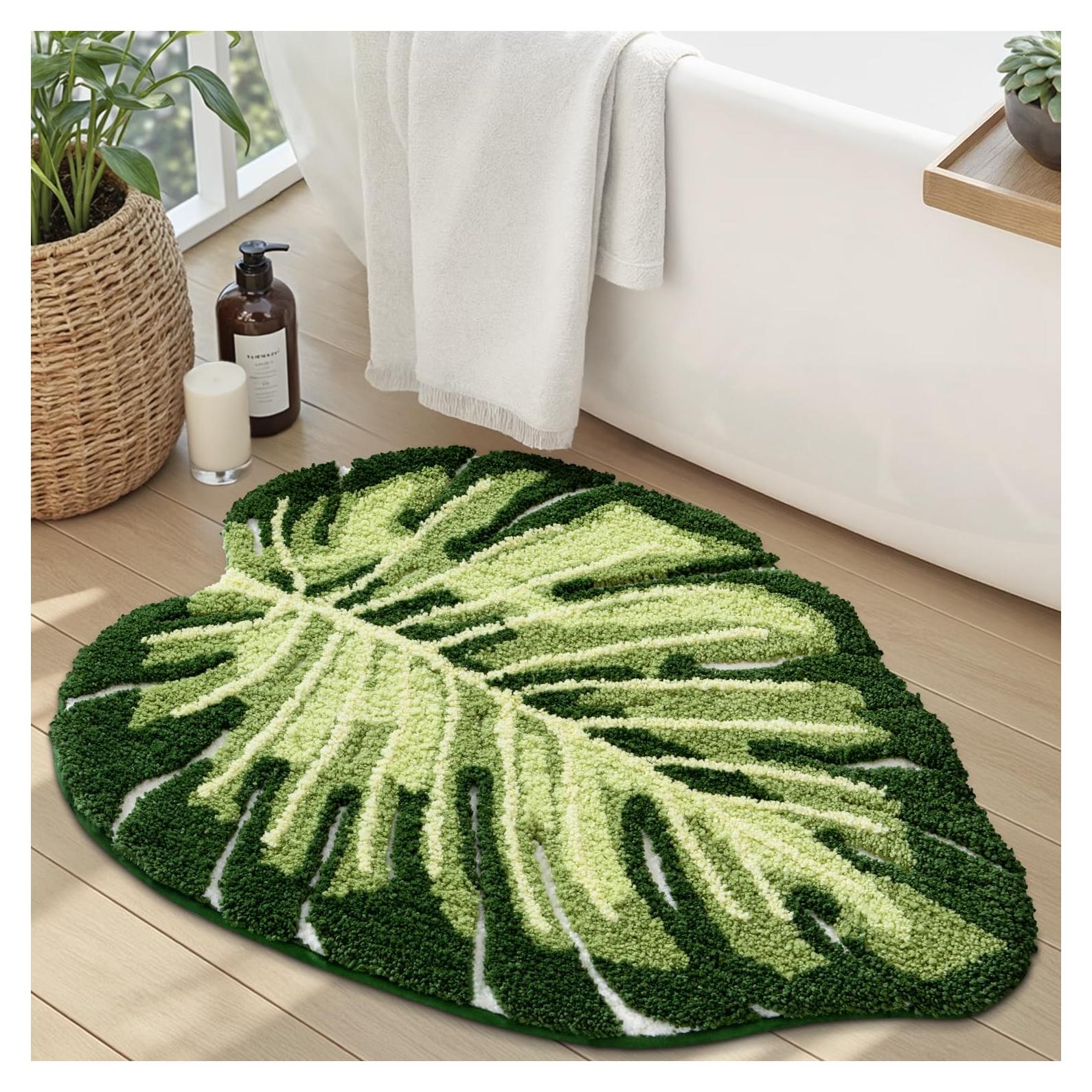Alfombra de Baño LUMI Monstera 60x80cm Antideslizante