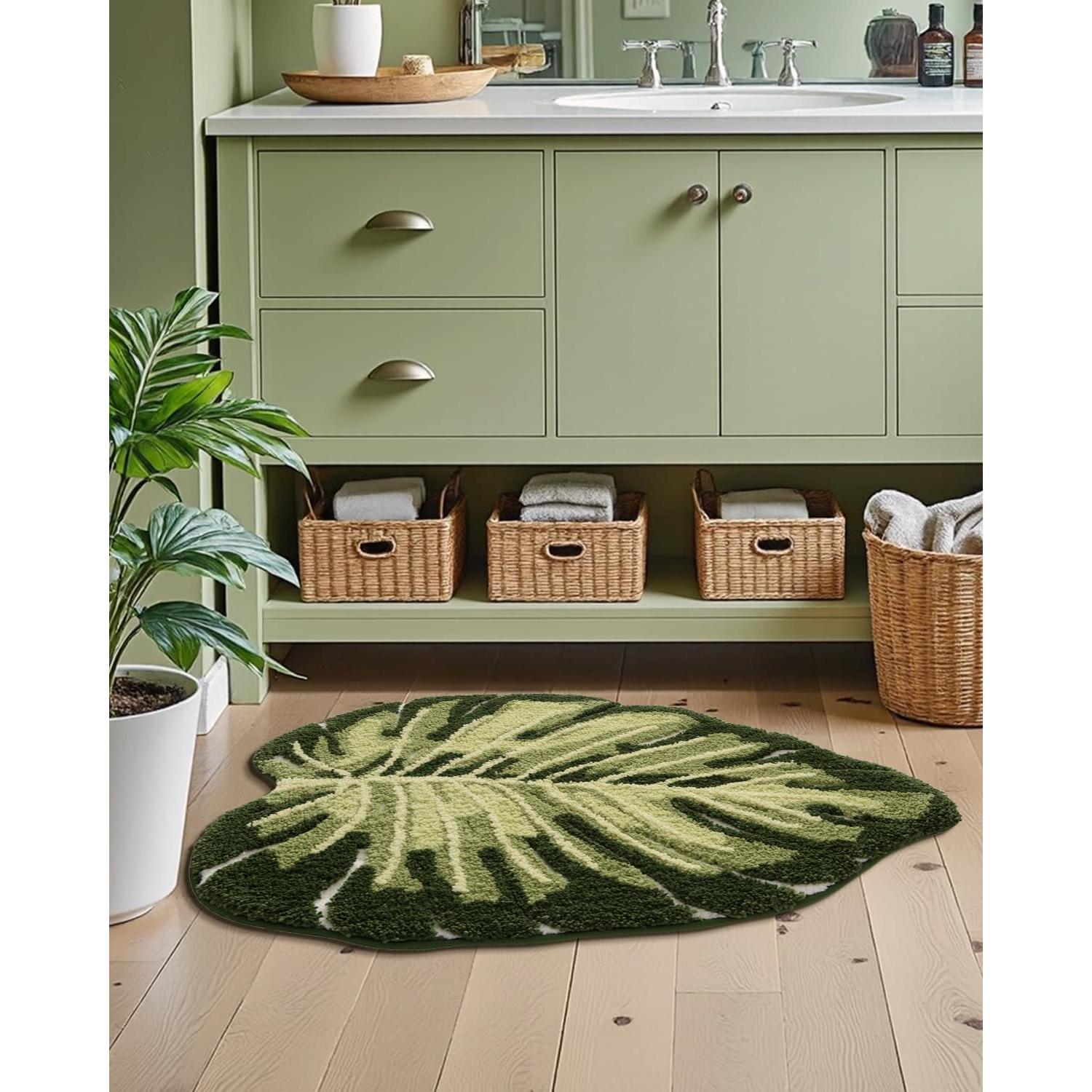 Alfombra de Baño LUMI Monstera 60x80cm Antideslizante