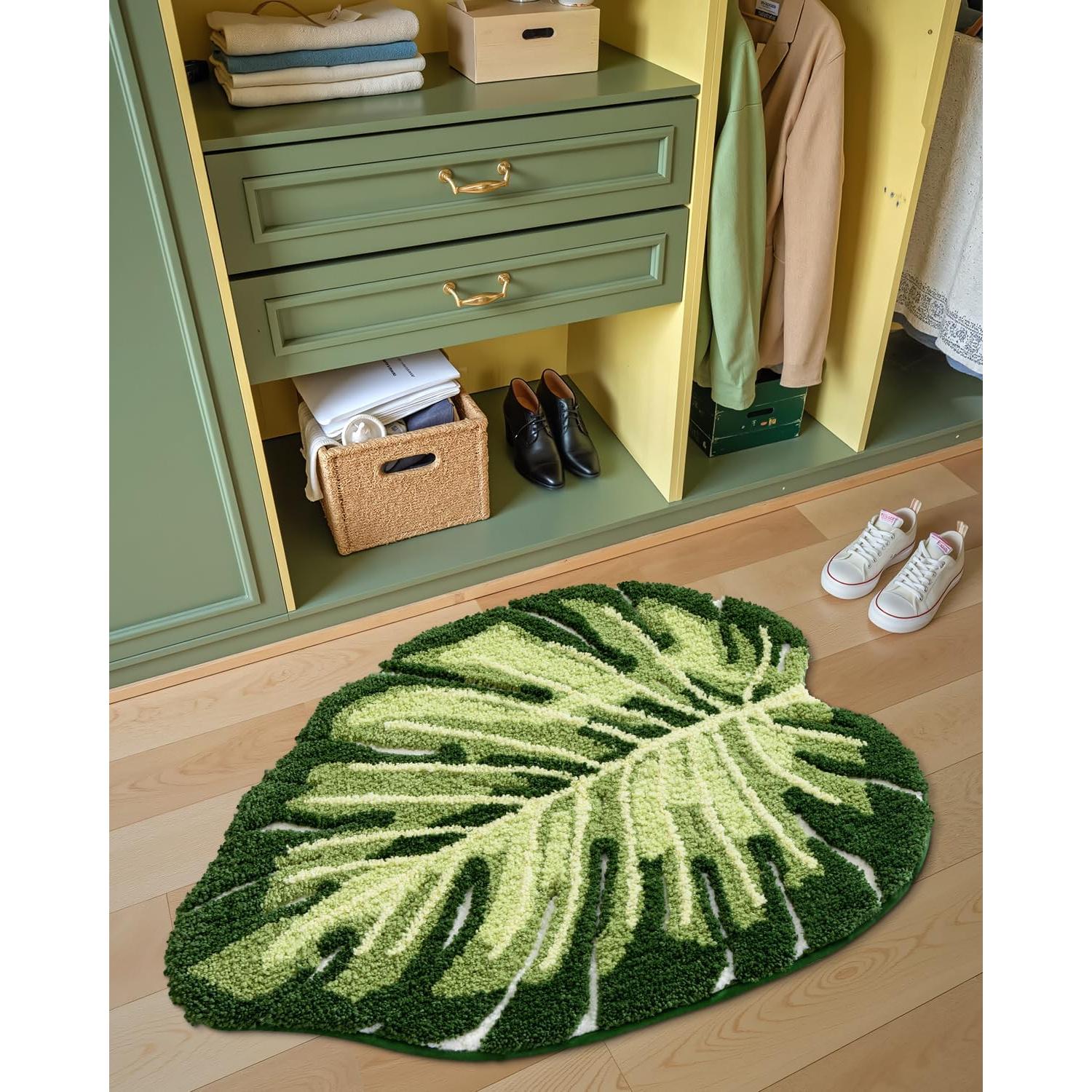 Alfombra de Baño LUMI Monstera 60x80cm Antideslizante