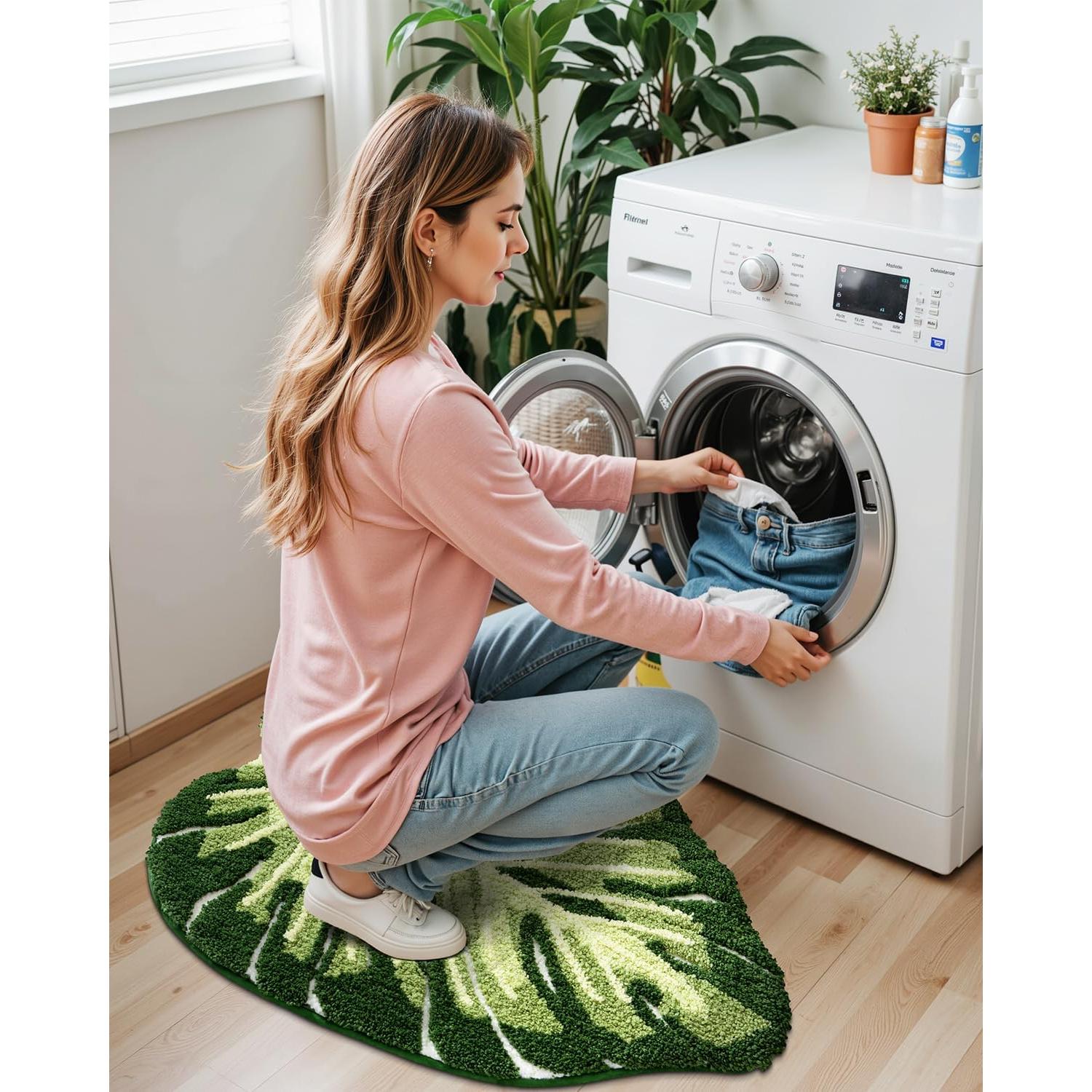 Alfombra de Baño LUMI Monstera 60x80cm Antideslizante