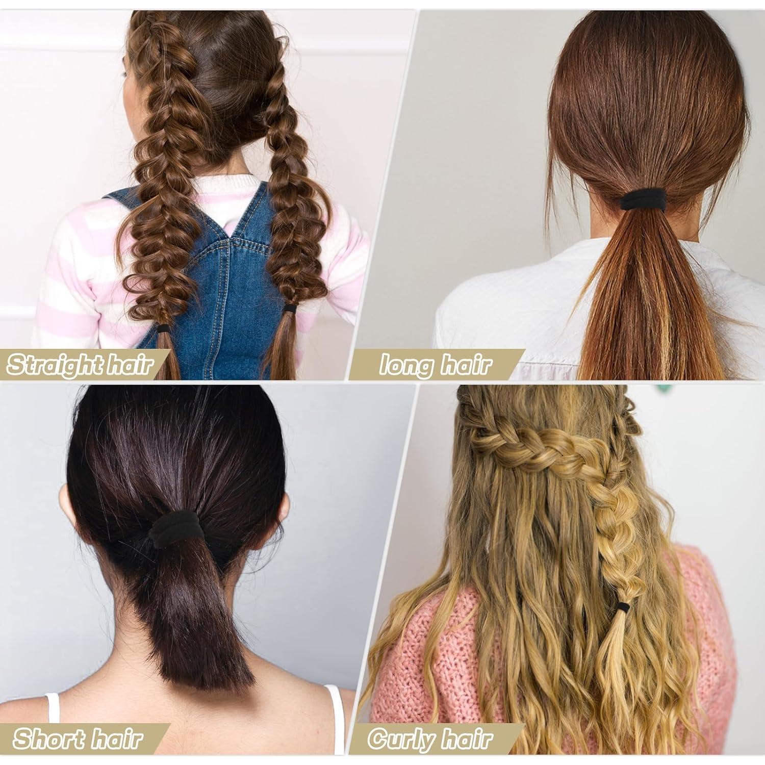 100 Gomas de Pelo Negras Sin Costura Obeoby 4.06 cm