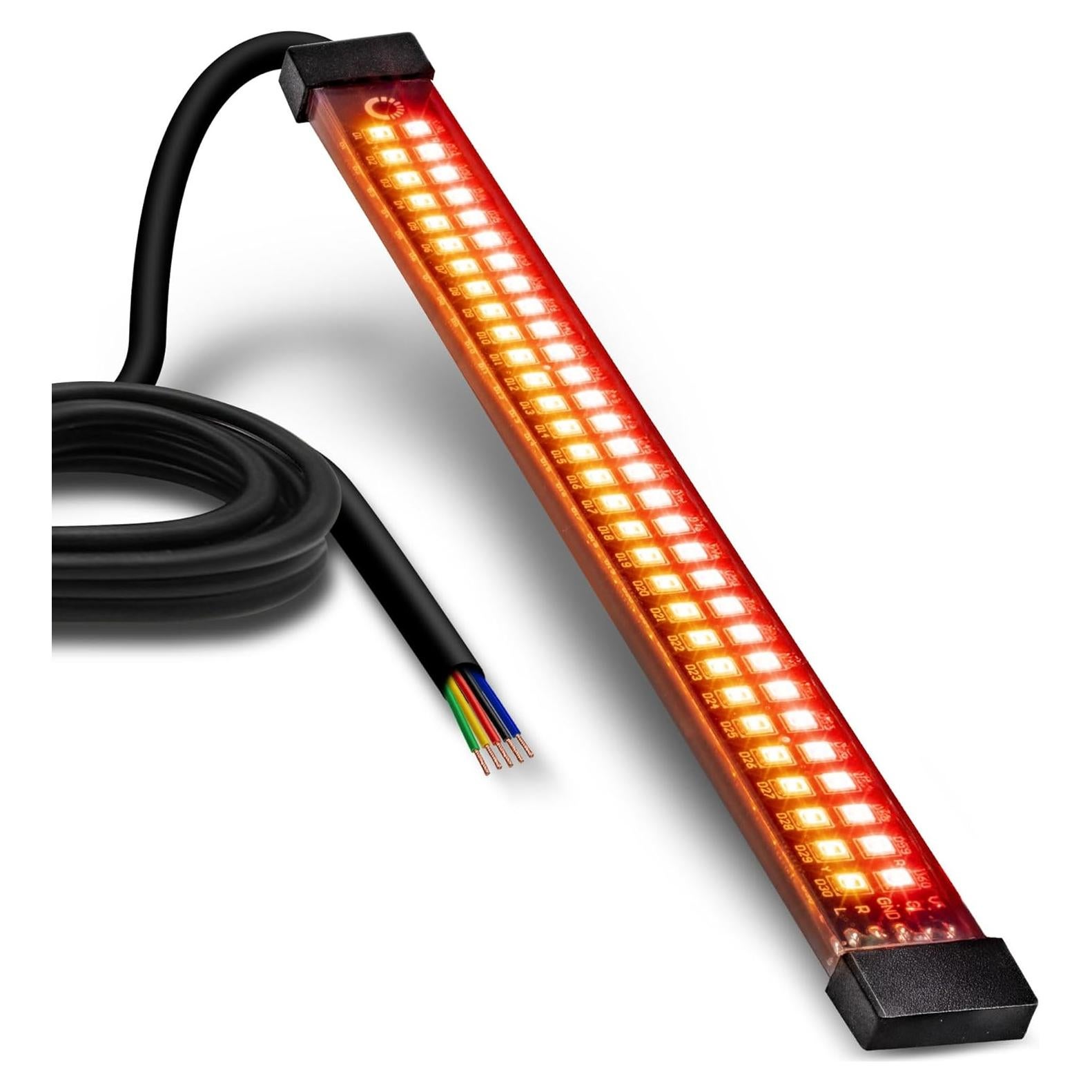 Tira de Luz LED Secuencial 8" ONLINE LED STORE Rojo/Ámbar