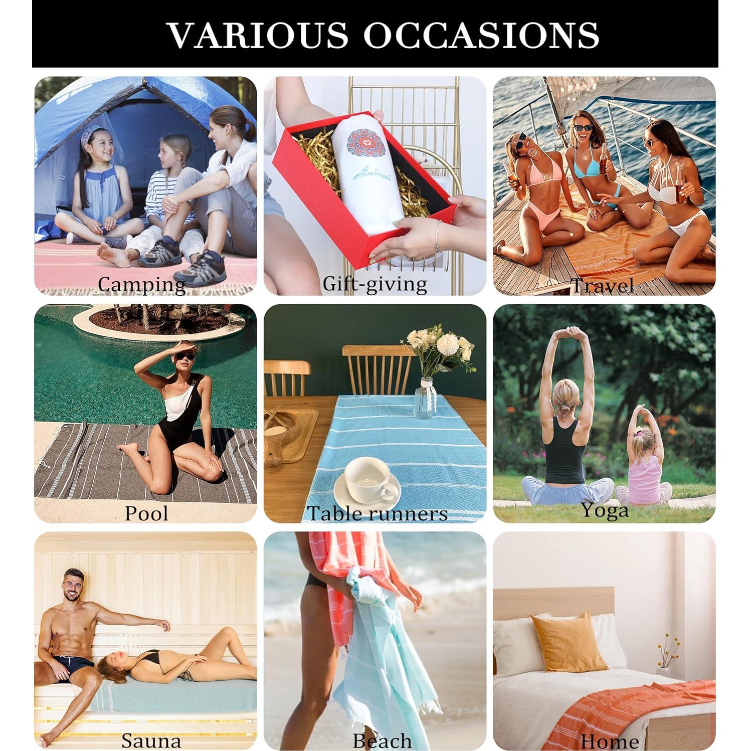 Toallas de Playa Turcas ANTFUNY 2 Paquetes Secado Rápido