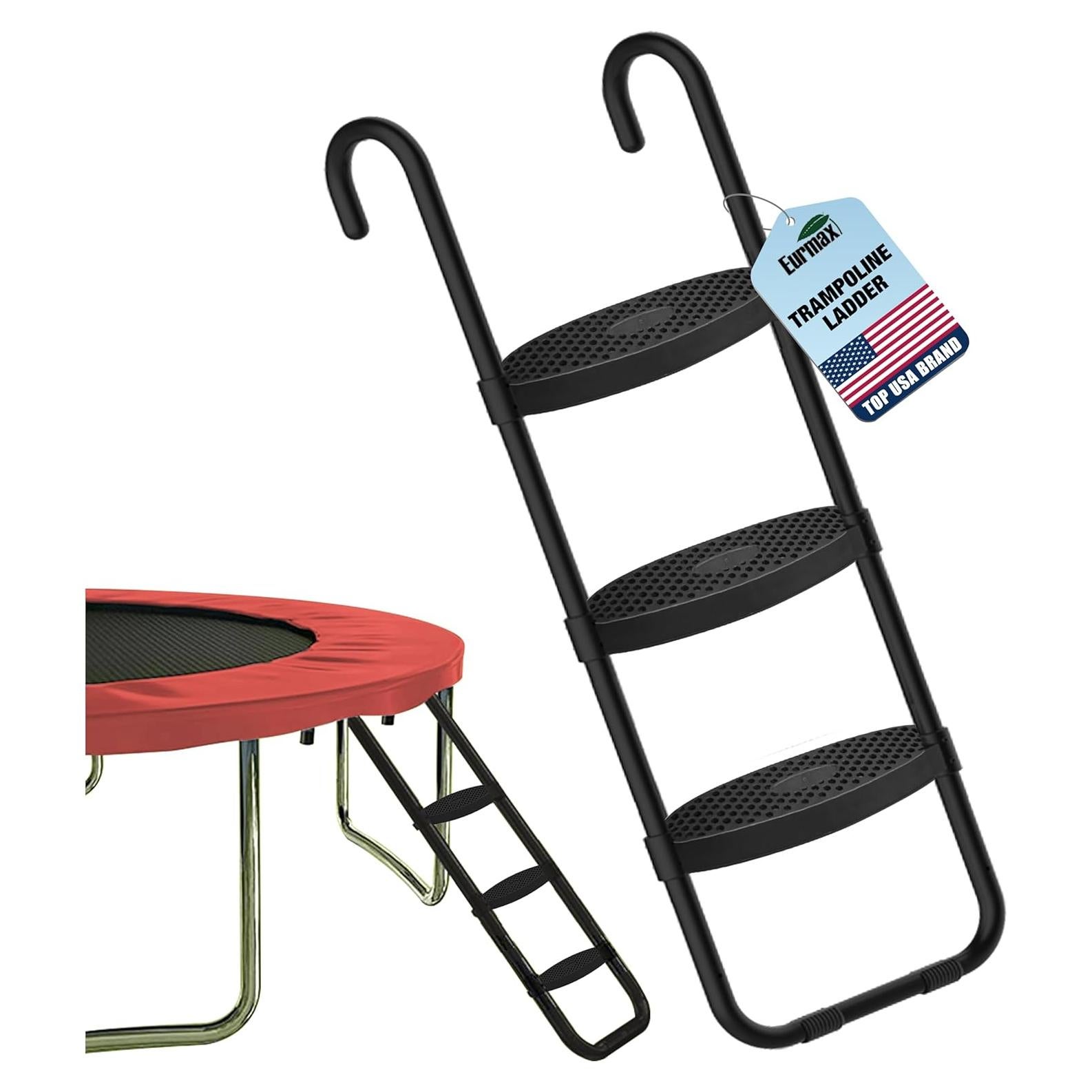 Escalera de Trampolín Eurmax 3 Pasos Acero 99.79 kg Negra