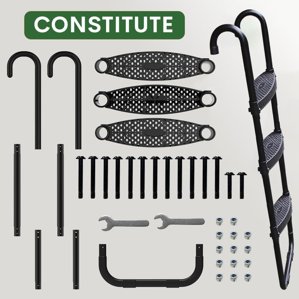 Escalera de Trampolín Eurmax 3 Pasos Acero 99.79 kg Negra