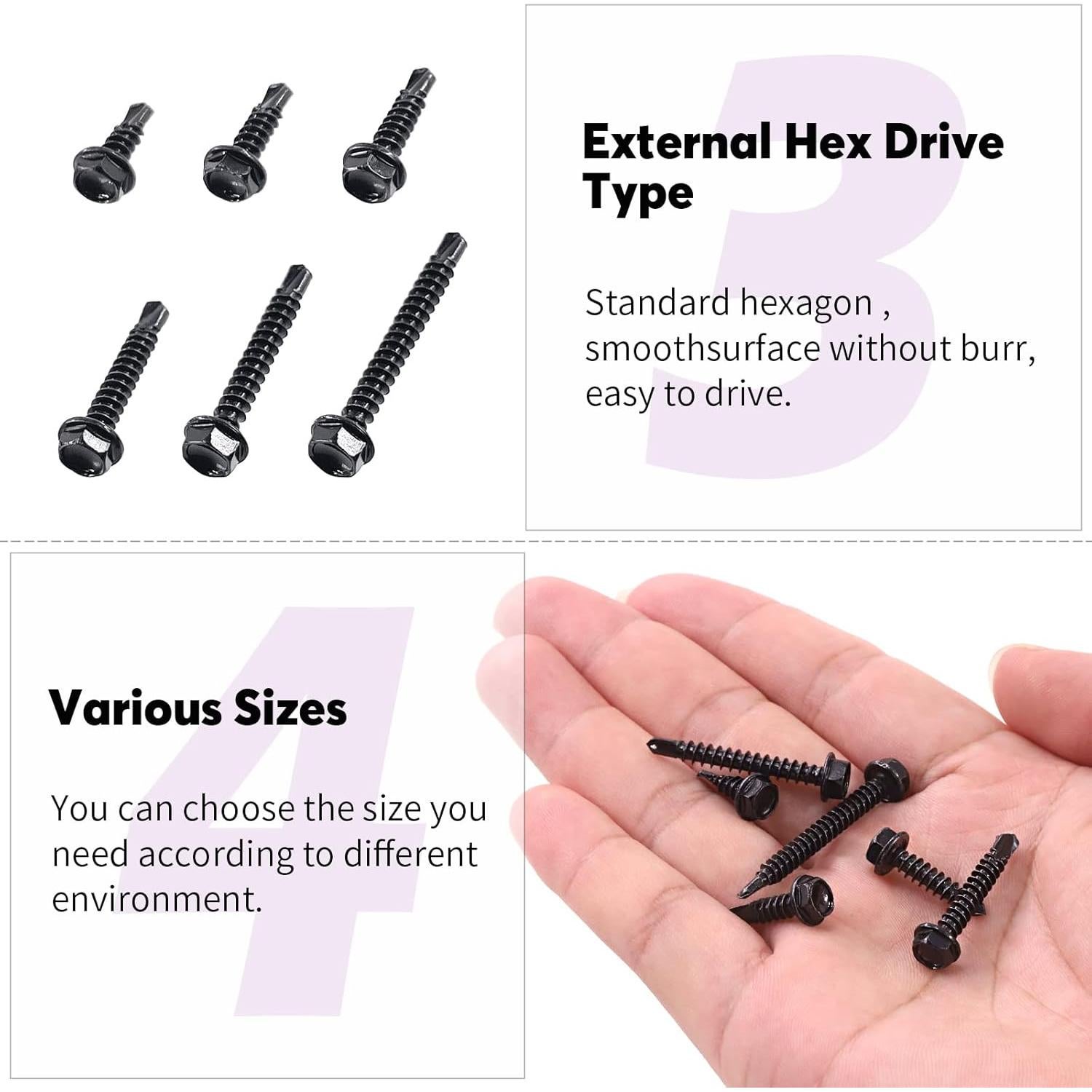 Kit de Tornillos Autoperforantes Swpeet Acero Inoxidable 410 235Pcs