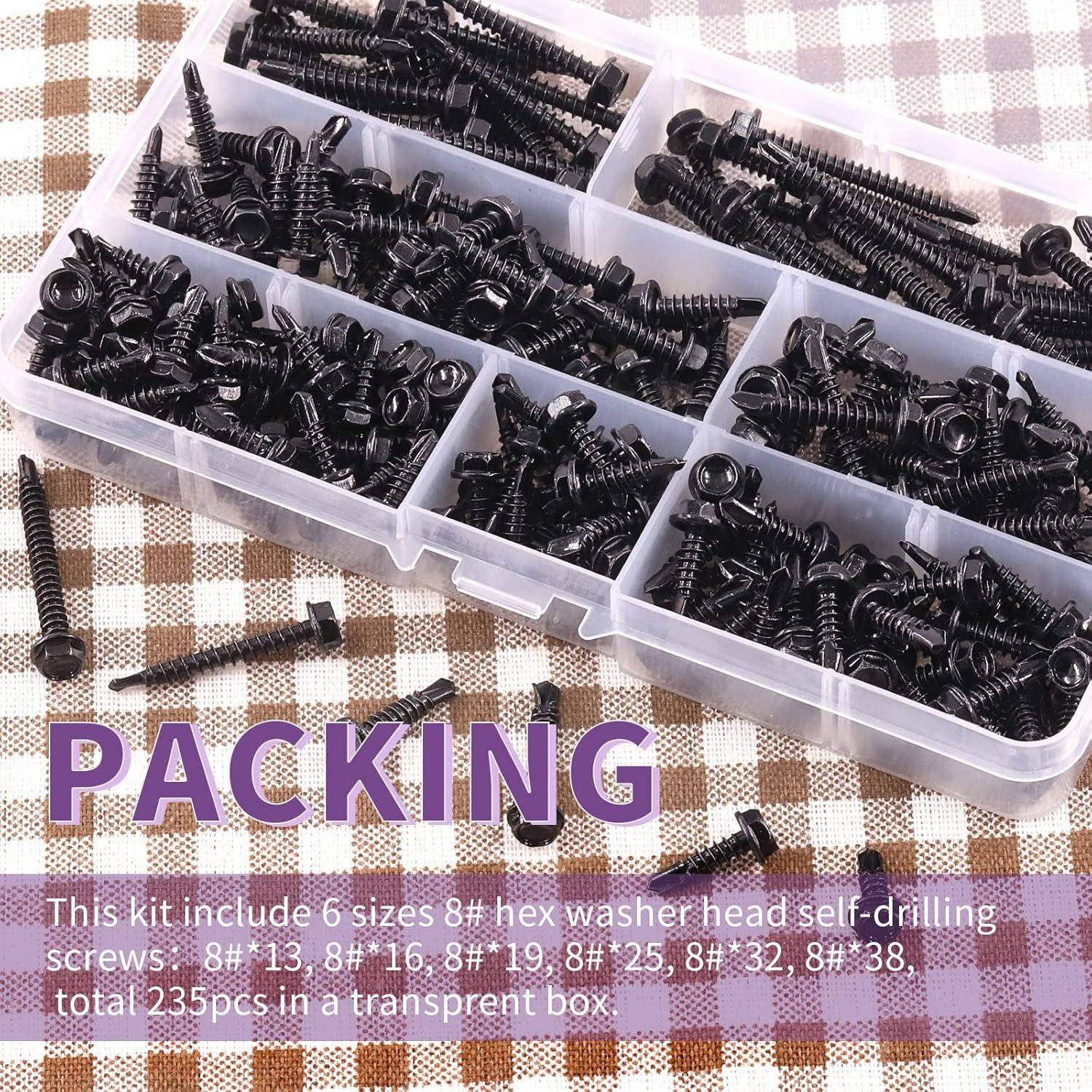 Kit de Tornillos Autoperforantes Swpeet Acero Inoxidable 410 235Pcs