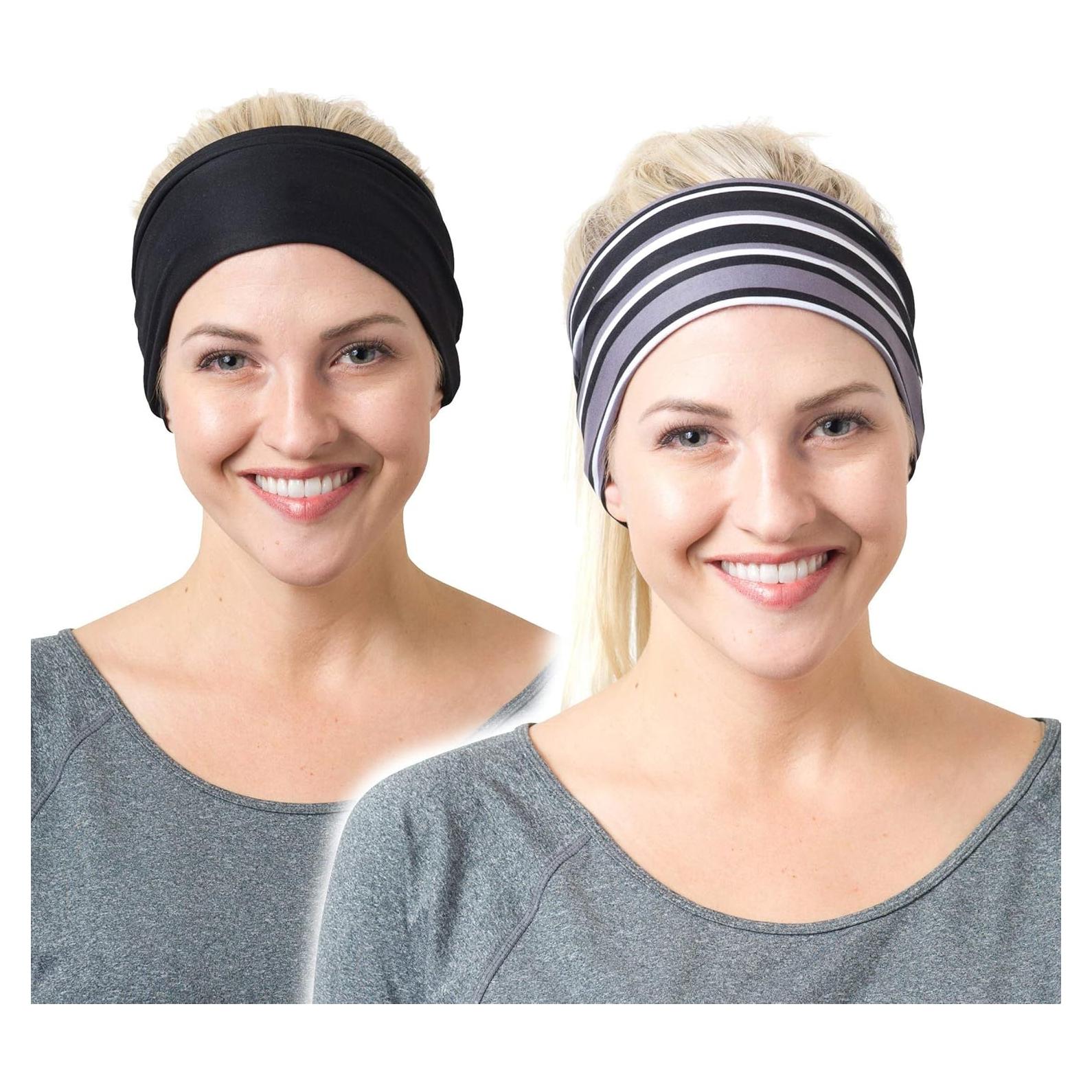 Banda Deportiva Elástica RiptGear para Mujeres - Antideslizante y Absorbente de Sudor - Paquete de 2