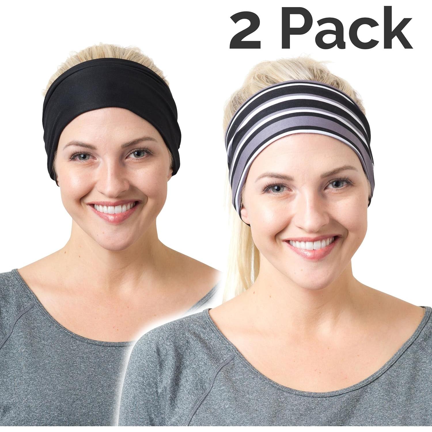 Banda Deportiva Elástica RiptGear para Mujeres - Antideslizante y Absorbente de Sudor - Paquete de 2