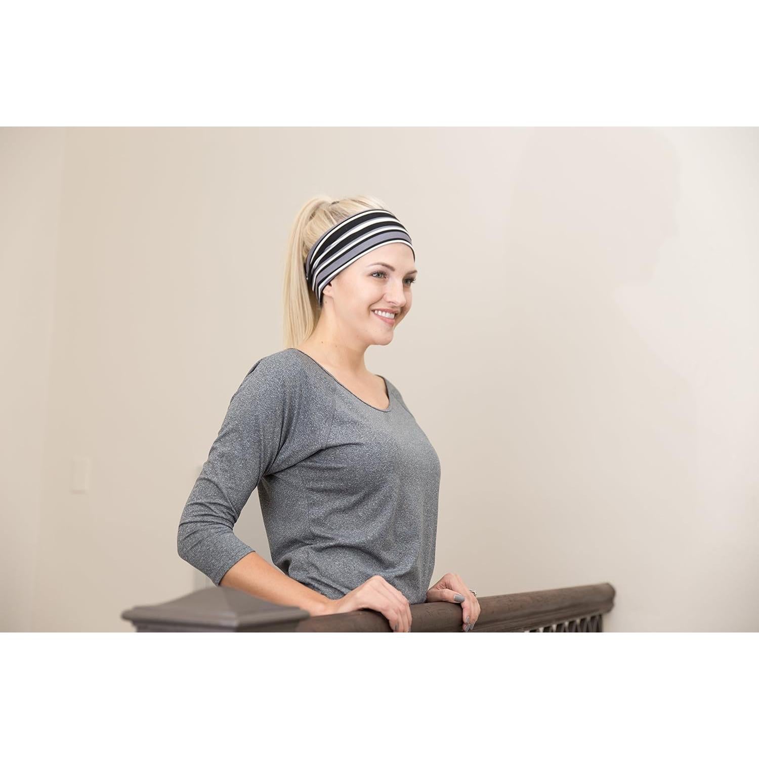 Banda Deportiva Elástica RiptGear para Mujeres - Antideslizante y Absorbente de Sudor - Paquete de 2