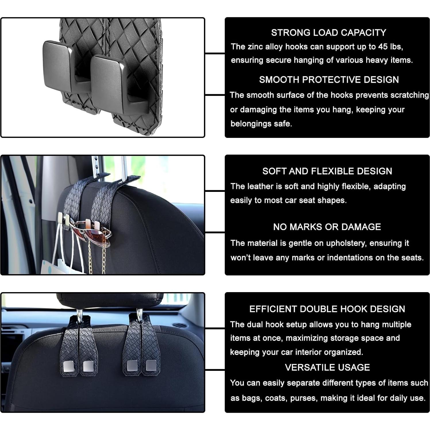 Ganchos para Reposacabezas de Coche Rirether - 2 Unidades, Negro