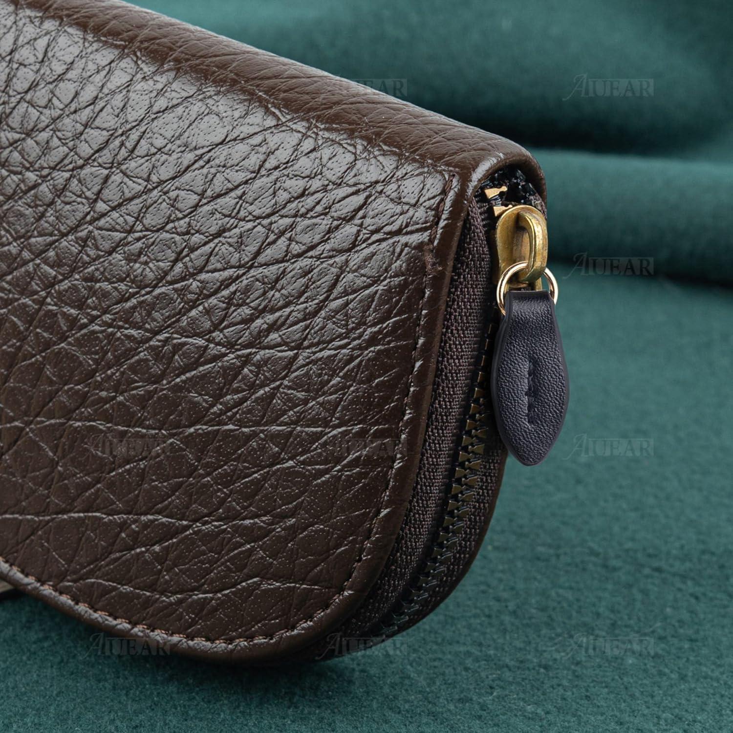 5 Tiradores de Zipper de Cuero Negro AUEAR en Forma de Hoja