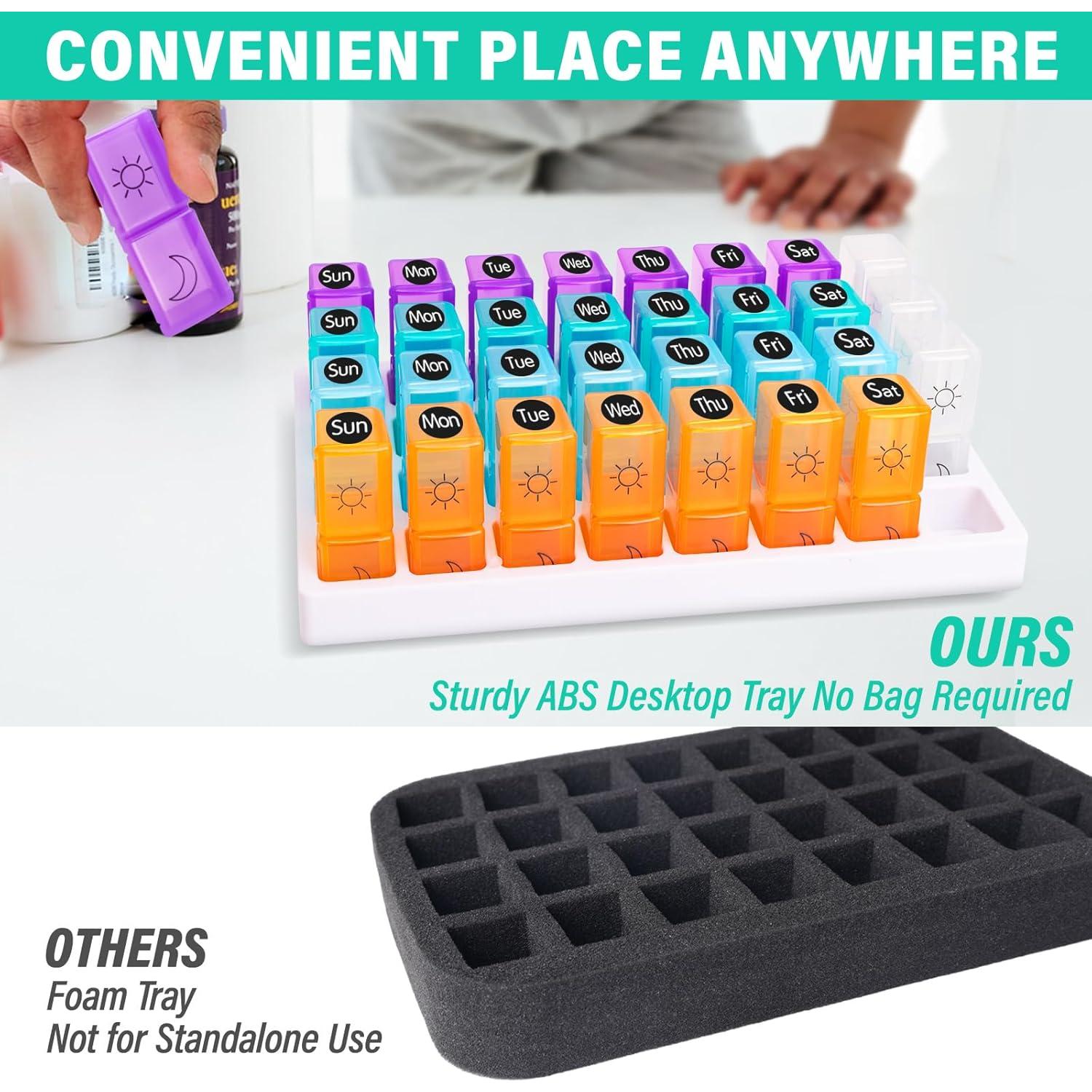 Organizador de Pastillas Mensual Yaklim AM PM con Cortador y Etiquetas