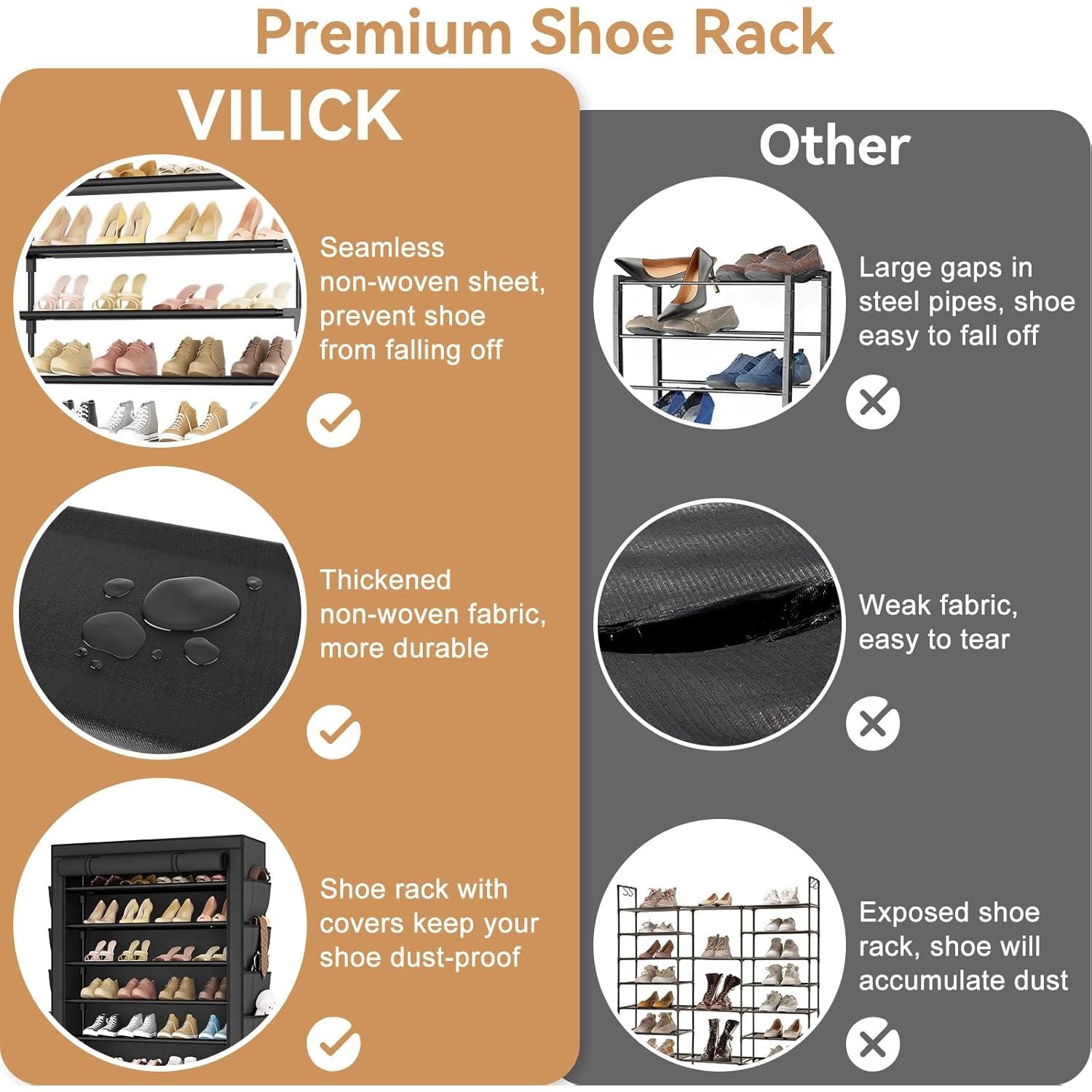 Estante para Zapatos VILICK 8 Niveles Organizador Negro