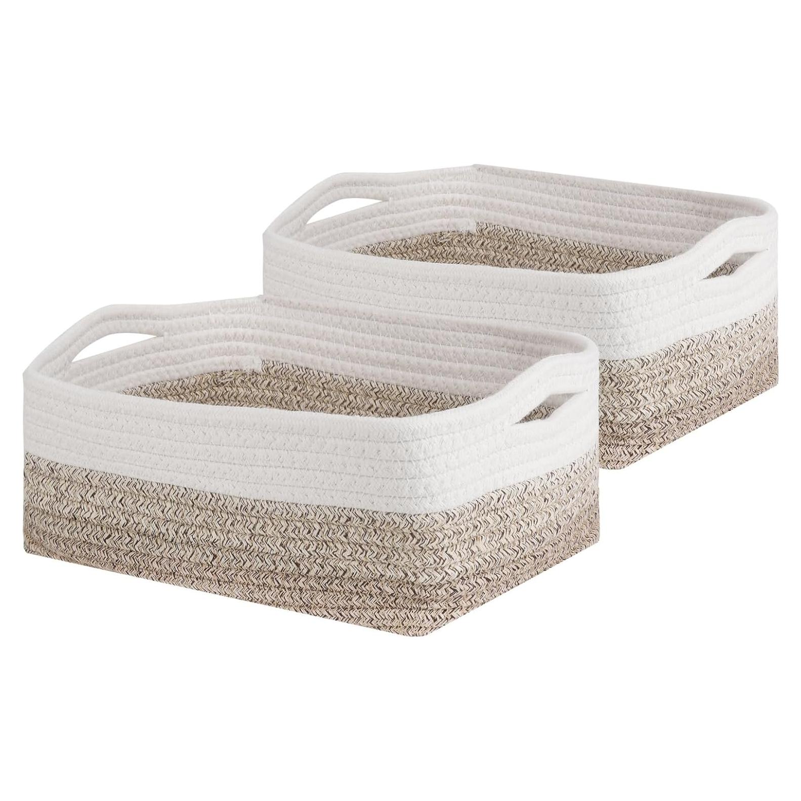 Cestas de Almacenamiento Tobulkirl 2 Paquete Algodón 30x20x11cm