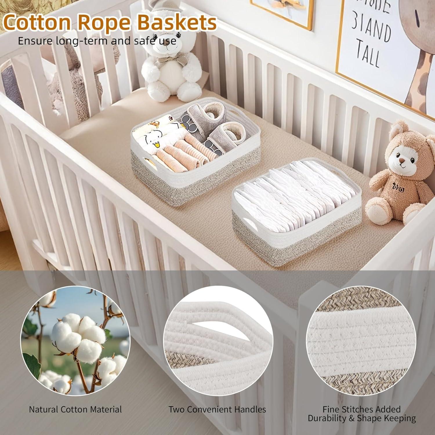 Cestas de Almacenamiento Tobulkirl 2 Paquete Algodón 30x20x11cm