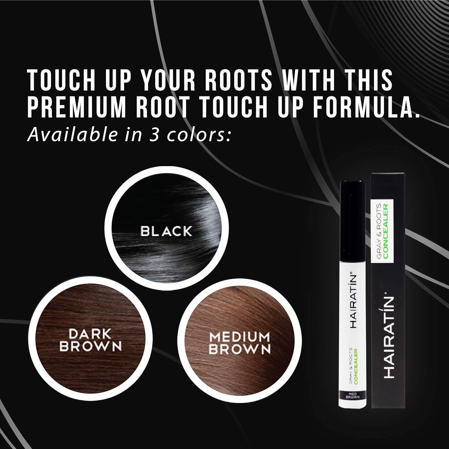 Hairatin Tinte Raíz Negro - Corrector de Cabello 6 Paquetes