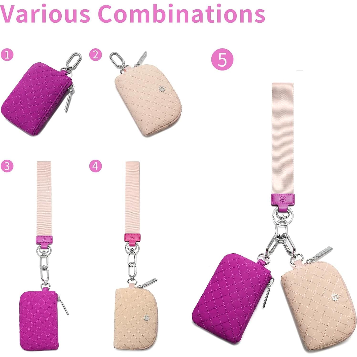 Cartera de muñeca FODOKO para mujeres, 2 en 1, beige/rosa