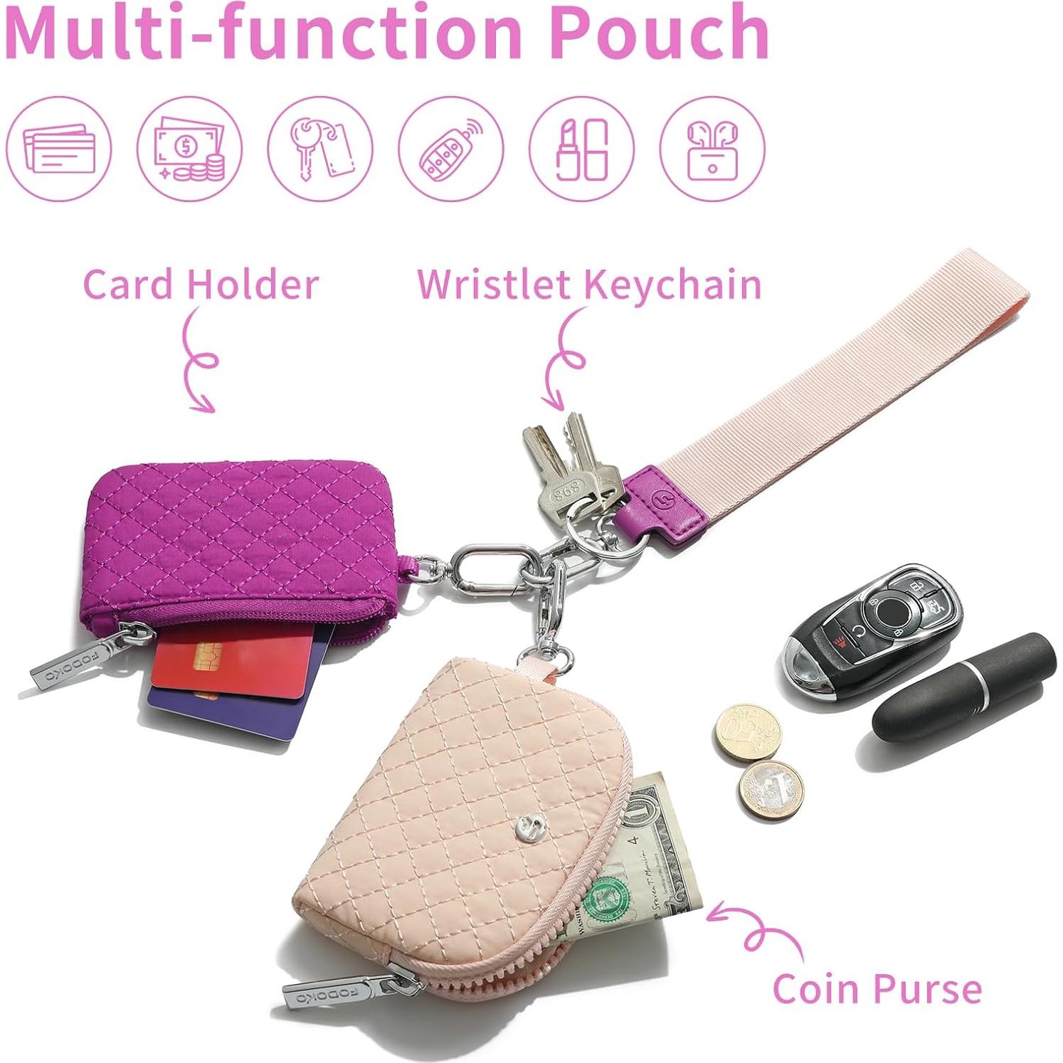 Cartera de muñeca FODOKO para mujeres, 2 en 1, beige/rosa