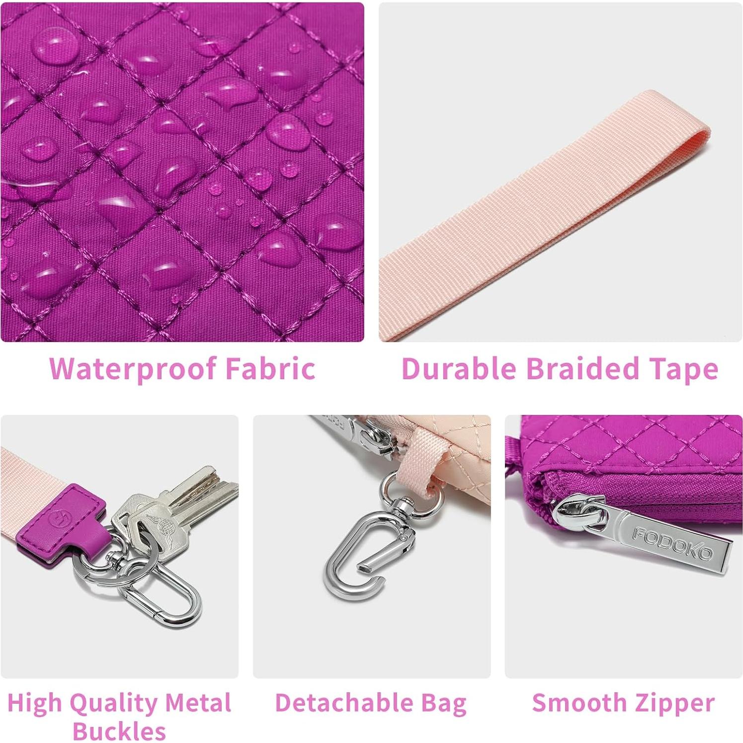 Cartera de muñeca FODOKO para mujeres, 2 en 1, beige/rosa