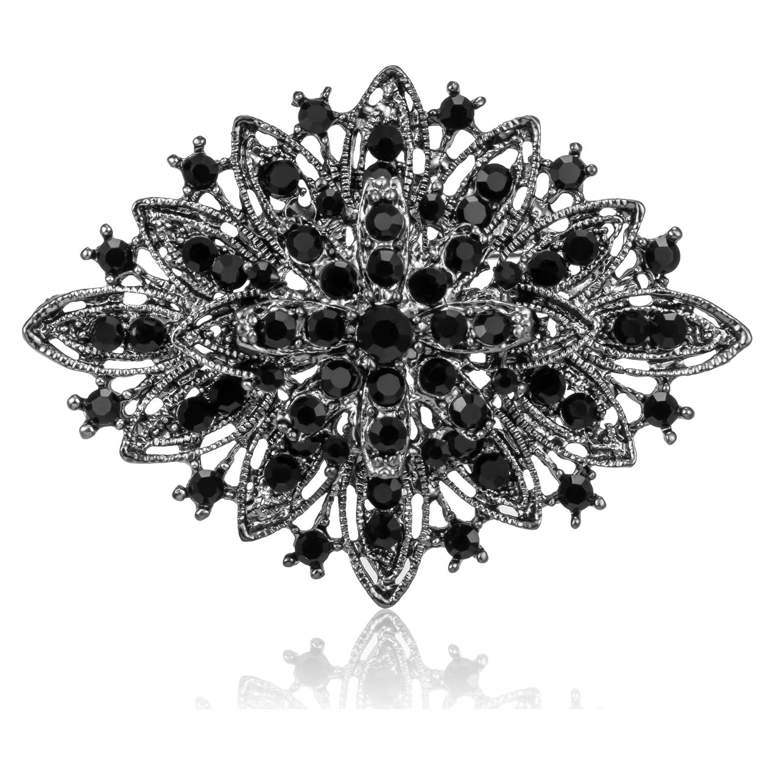 Broche de Cristal Rhinestone Vintage para Mujeres 6.35x4.32cm