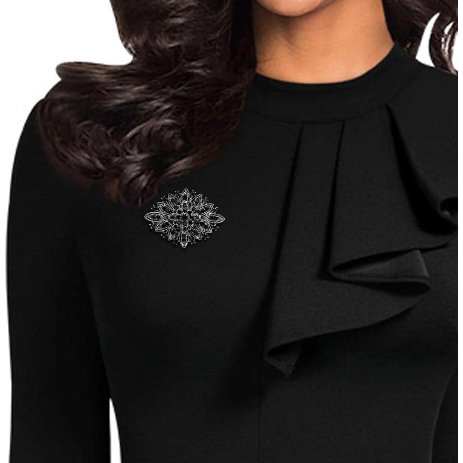 Broche de Cristal Rhinestone Vintage para Mujeres 6.35x4.32cm