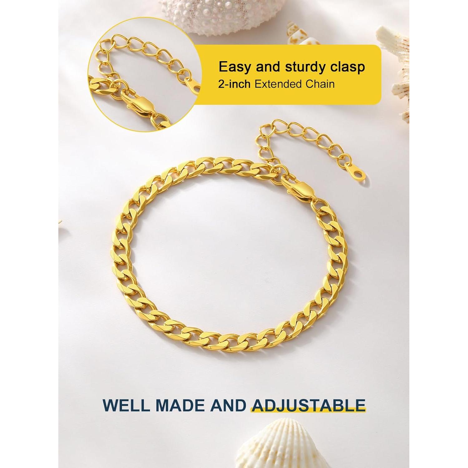 Cadena de Tobillo Ajustable ChainsPro Baño de Oro 18K 21.5cm