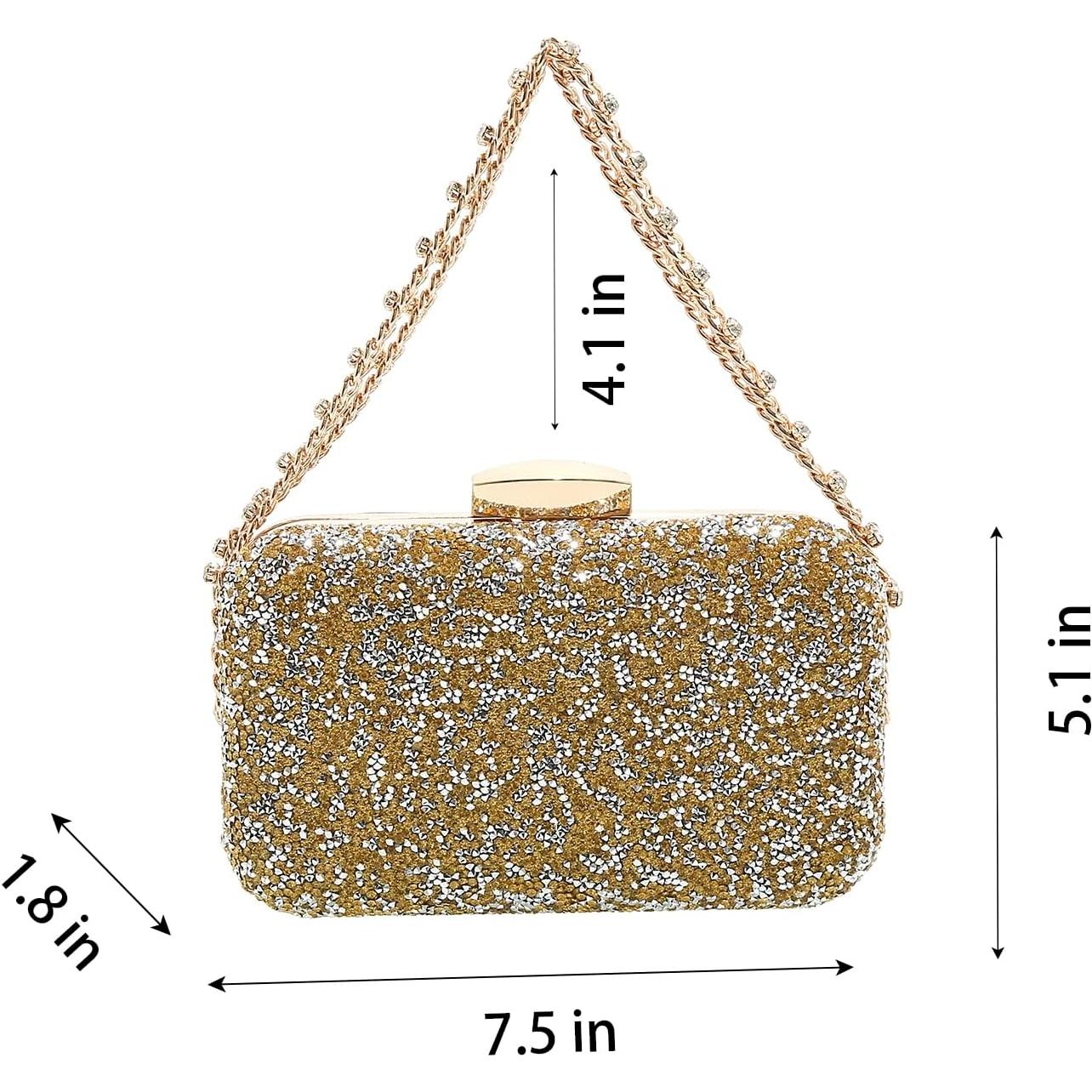 Bolso de mano de cristal YUHATRG con strass para mujer 21.5x6.5x15 cm