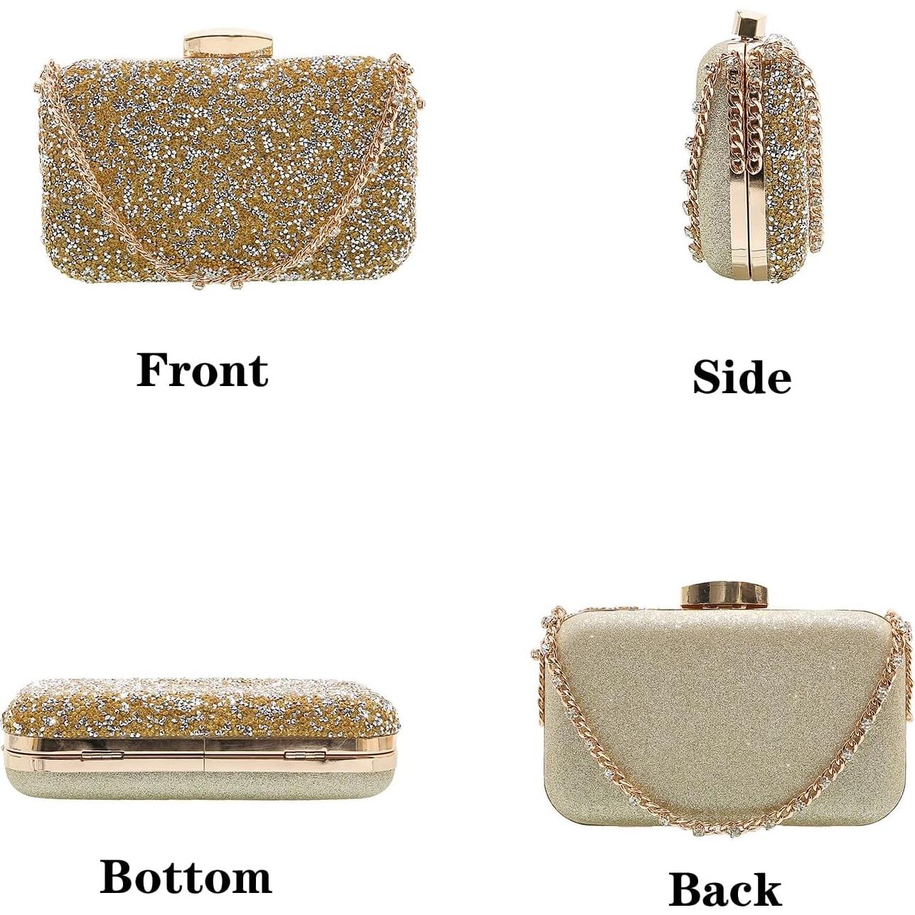 Bolso de mano de cristal YUHATRG con strass para mujer 21.5x6.5x15 cm