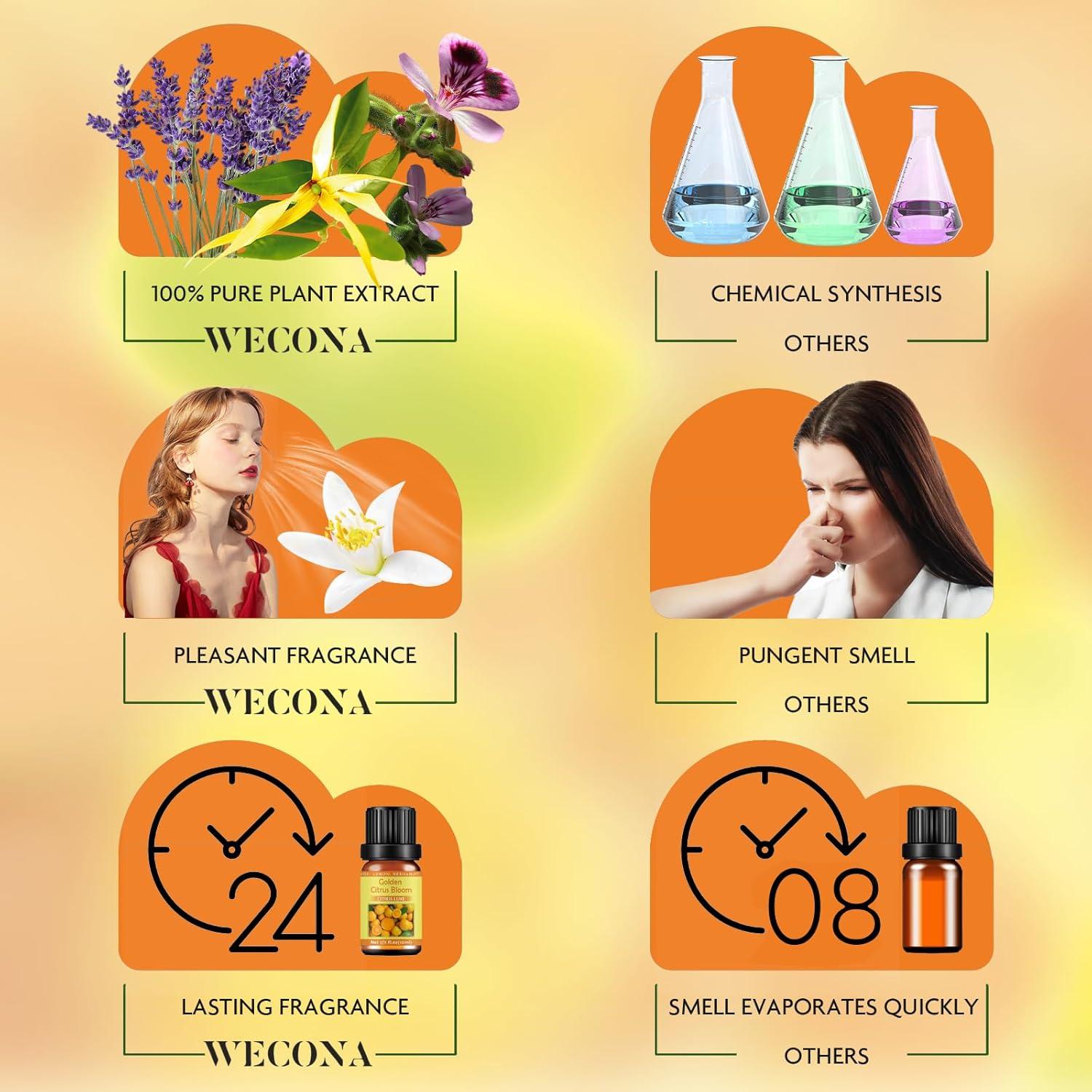 Juego de Aceites Esenciales Cítricos WECONA 6x10ml Aromaterapia